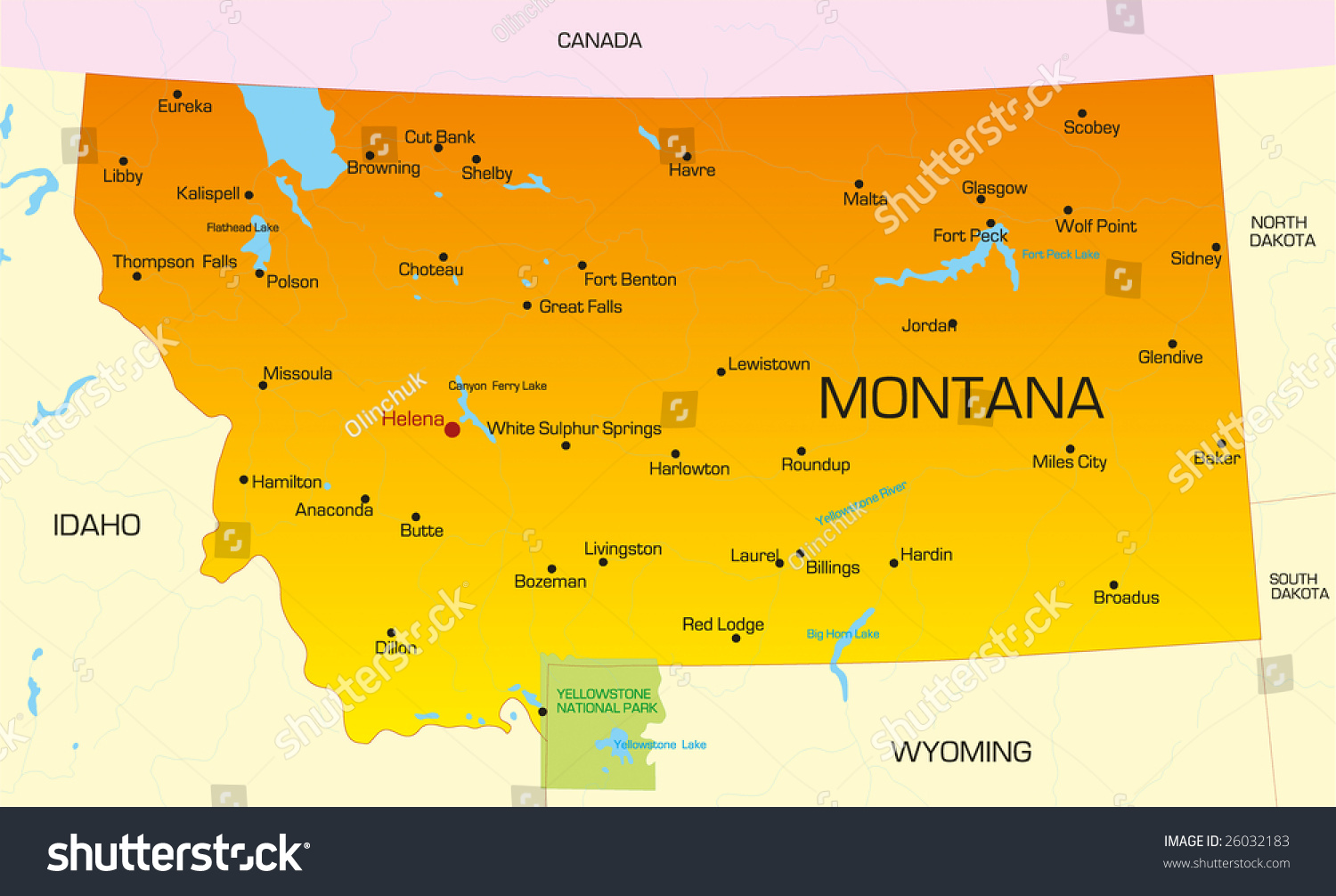 Vektor Stok Vector Color Map Montana State Usa Tanpa Royalti 26032183 Stock Vector Vector Color Map Of Montana State Usa 26032183