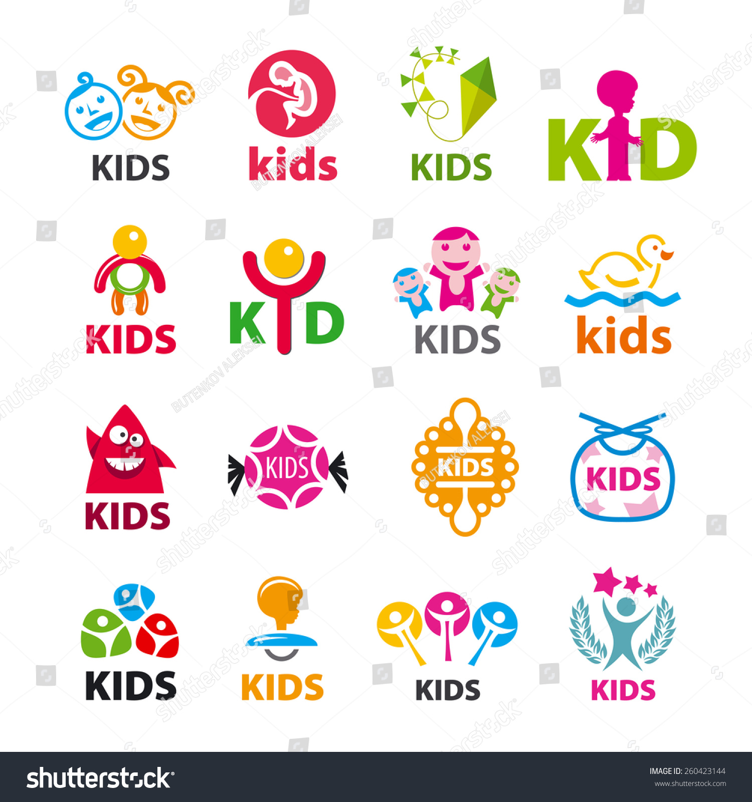 Stock Vector Large Collection Of Vector Logos Children 260423144 