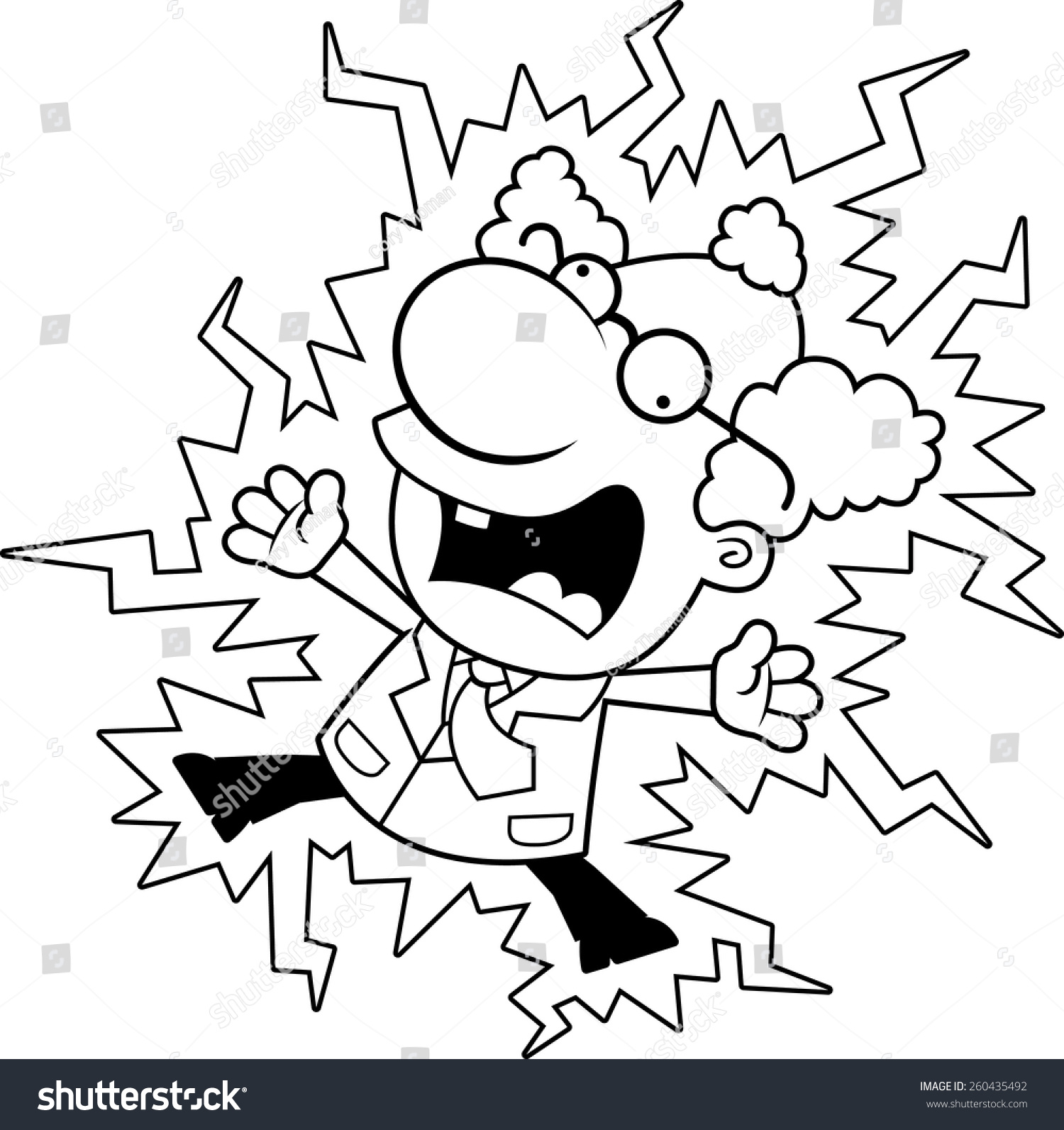 Illustration Cartoon Mad Scientist Being Electrocuted Stock Vector Royalty Free