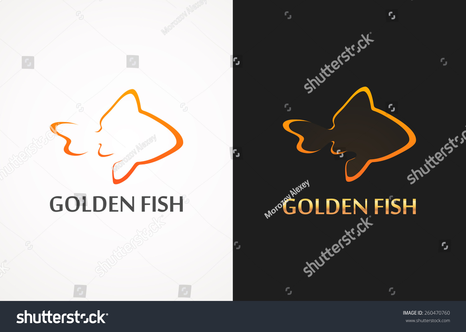 Silhouettes Golden Fish On White Black Stock Vector (Royalty Free ...