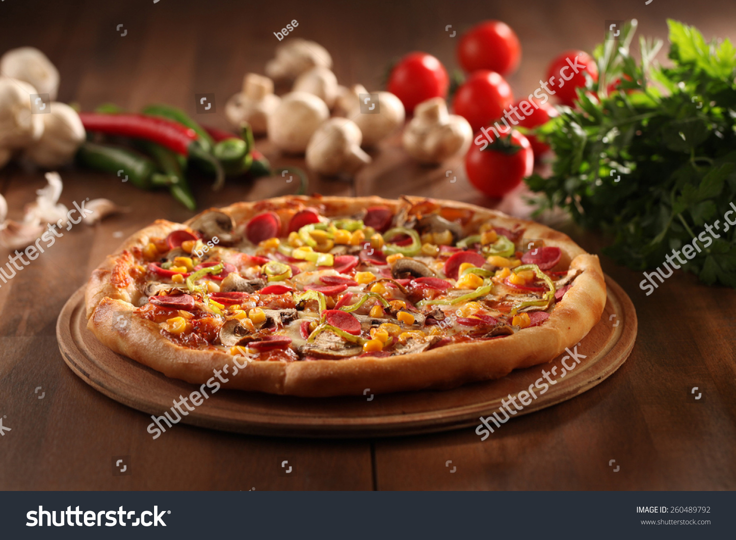 Whole Italian Pizza On Wood Table Stock Photo 260489792 | Shutterstock