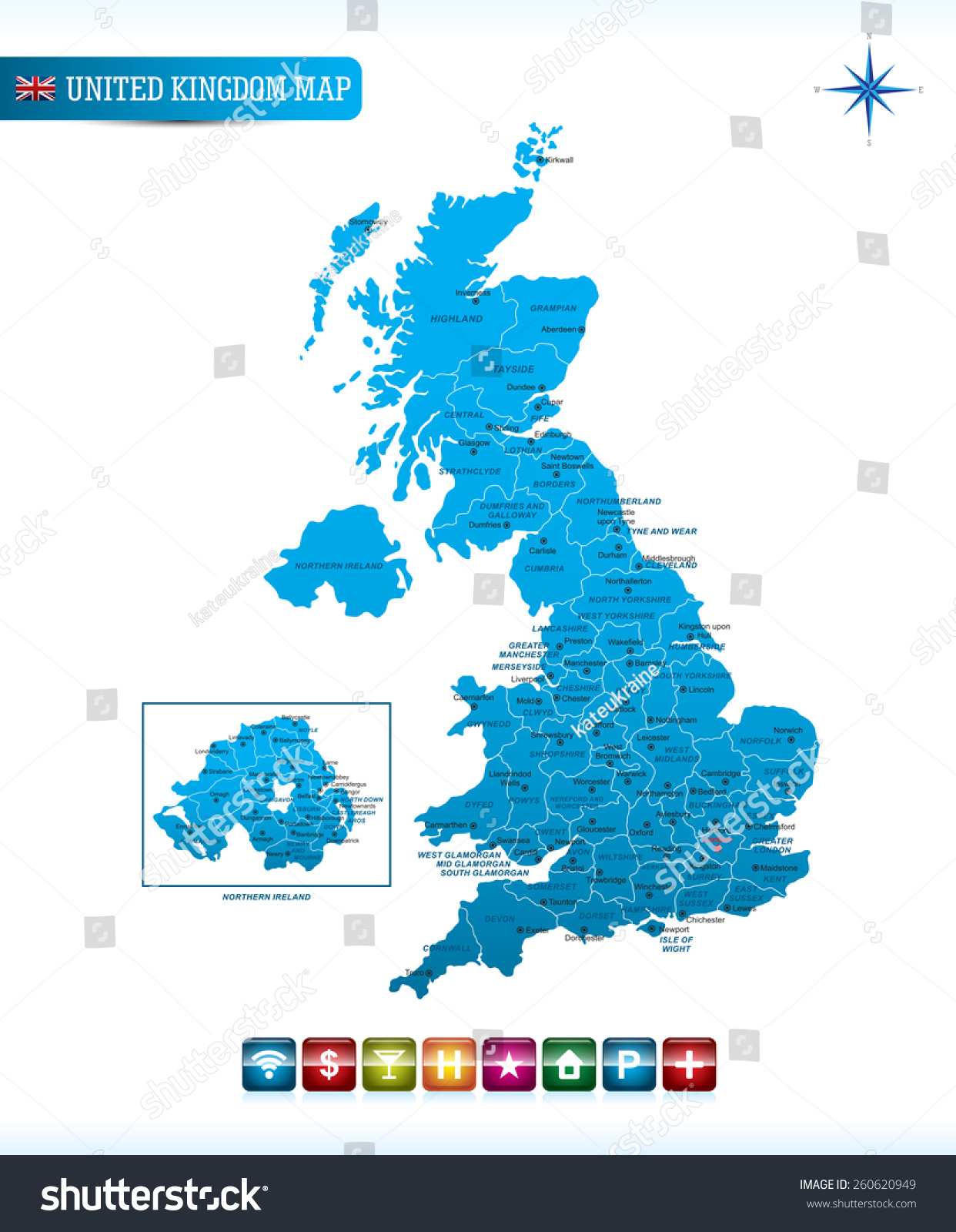 地域 州 都市 首都を持つイギリスの詳細な地図 現在のイギリス 英国の行政デビジョン のベクター画像素材 ロイヤリティフリー Shutterstock