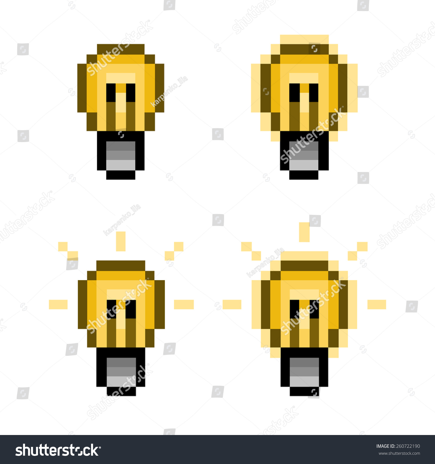 Pixel Art Set Lightbulb Stock Vector (Royalty Free) 260722190 ...