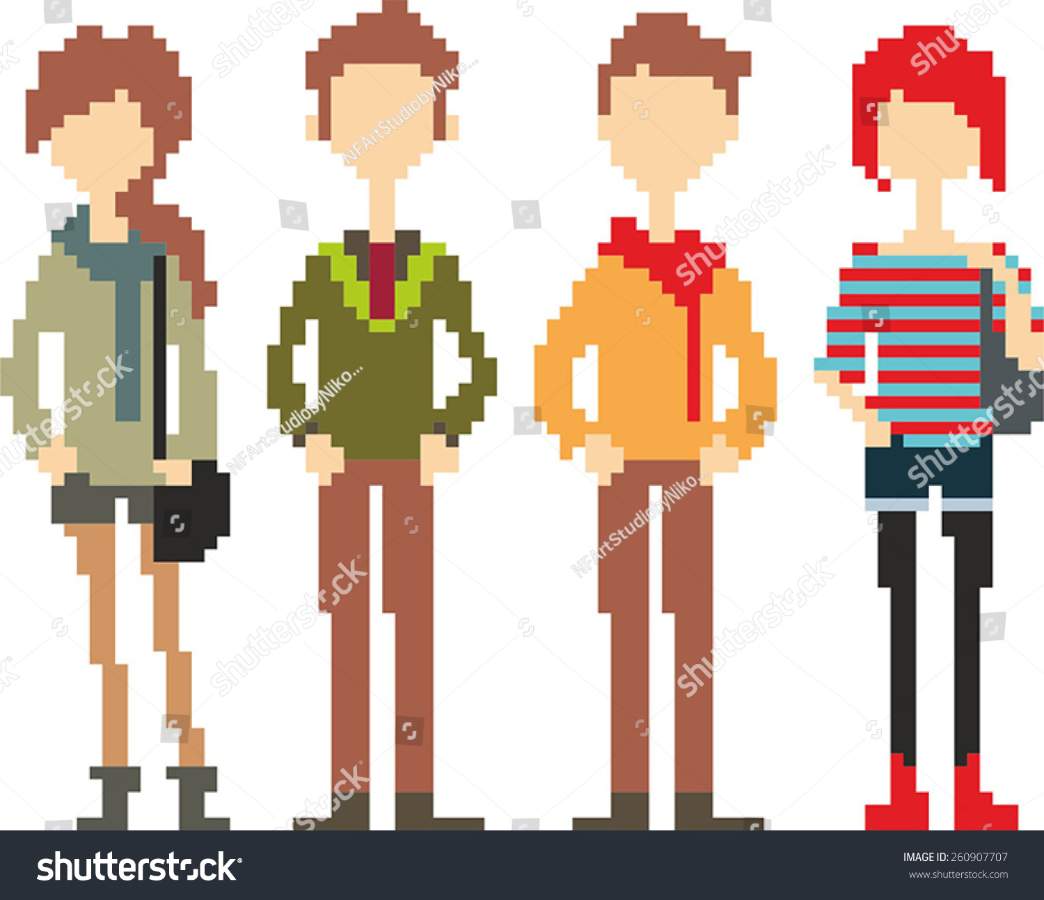 Set Pixel Art People Icons Vector Stock Vector (Royalty Free) 260907707 ...