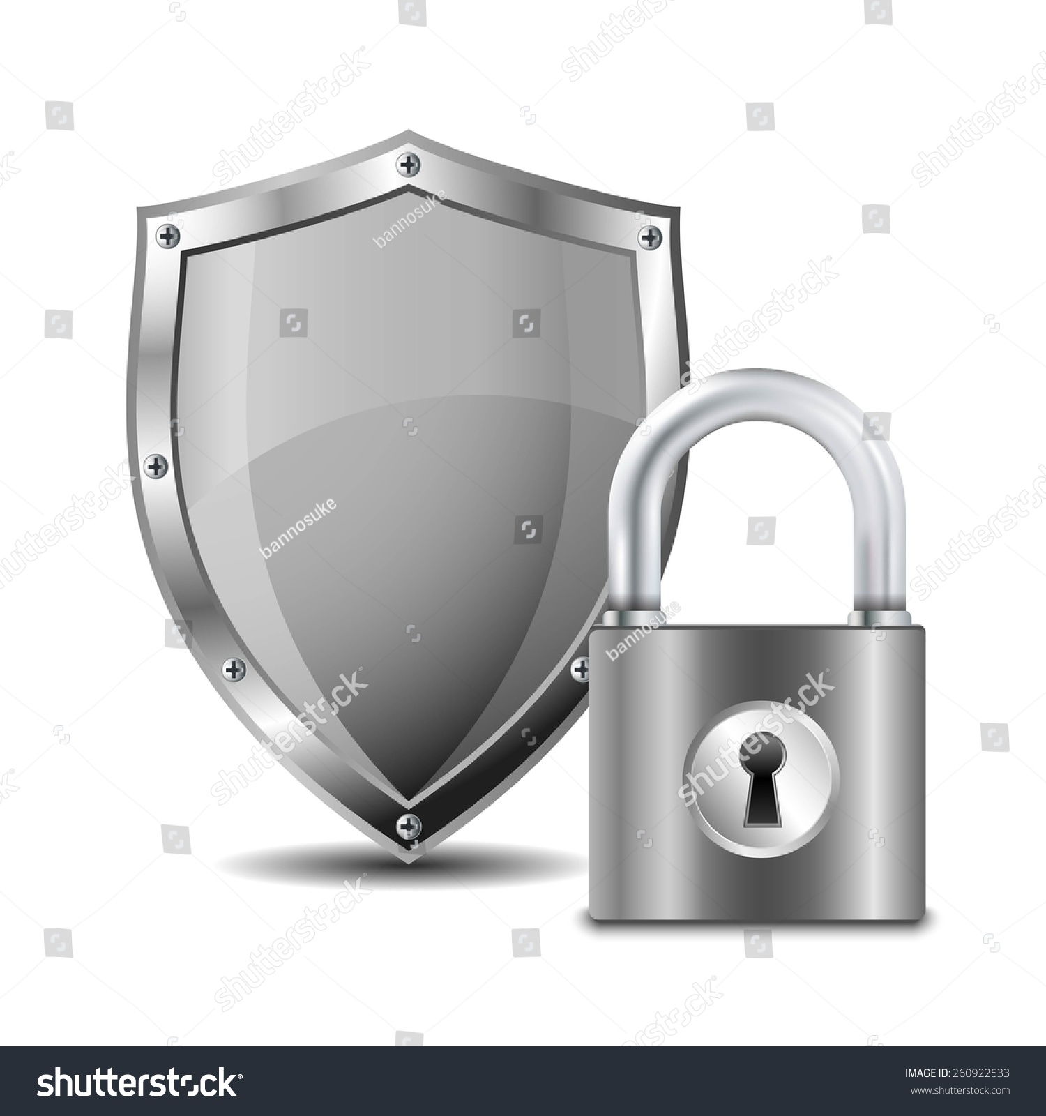 Metallic Padlock Shield Vector Illustration Stock Vector (Royalty Free ...