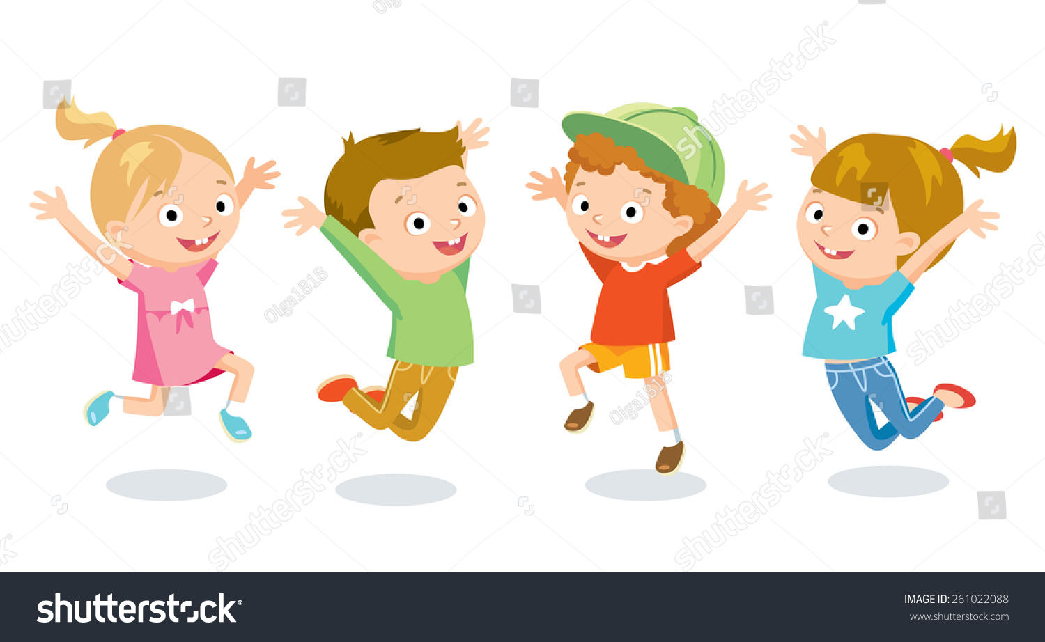 Happy Jumping Kids Stock Vector (Royalty Free) 261022088 | Shutterstock