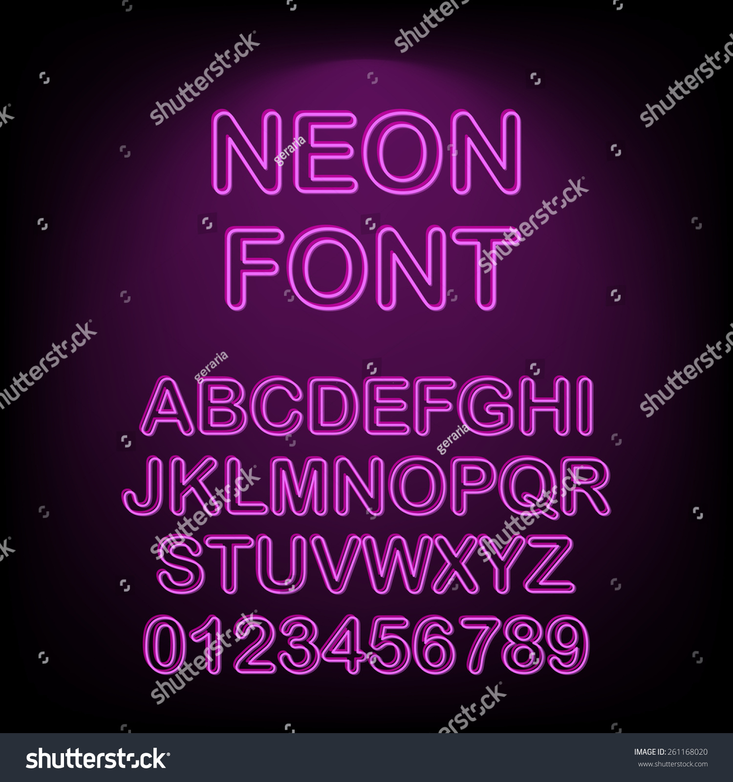 Neon Font Vector Illustration Stock Vector (Royalty Free) 261168020 ...