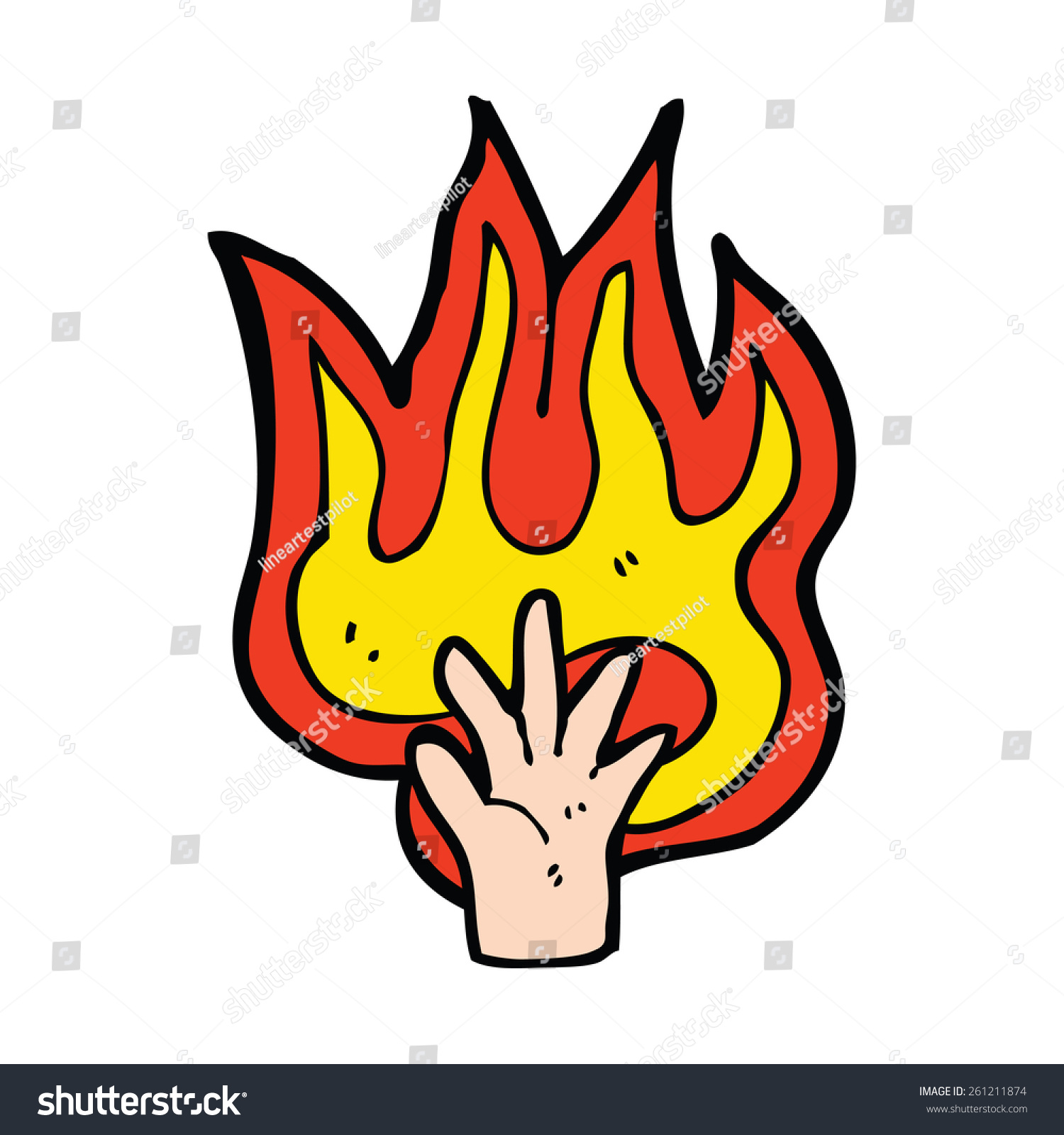 Cartoon Flaming Hand Symbol Stock Vector (Royalty Free) 261211874 ...