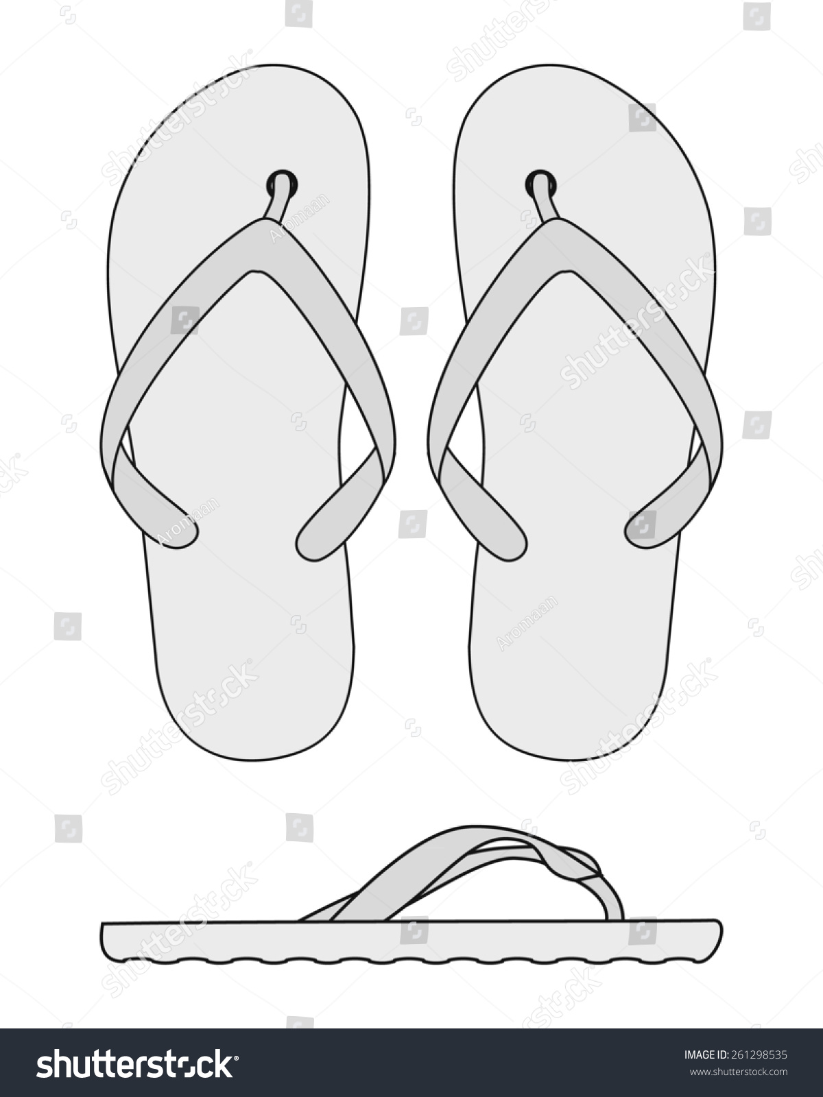 Black White Vector Flip Flops Stock Vector (Royalty Free) 261298535 ...