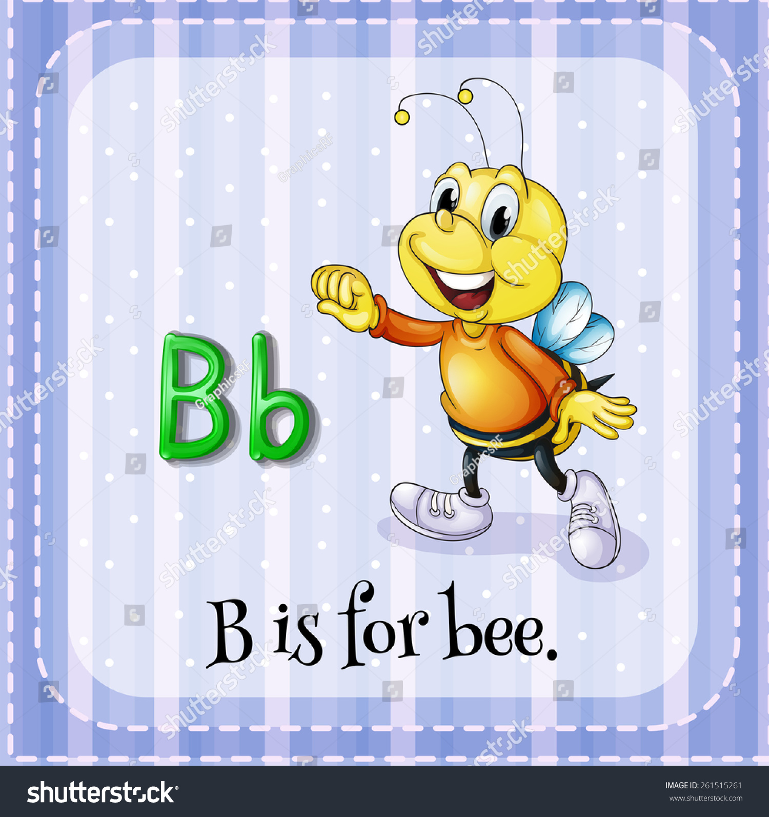 Flash Card Letter B Bee Stock Vector (Royalty Free) 261515261 ...