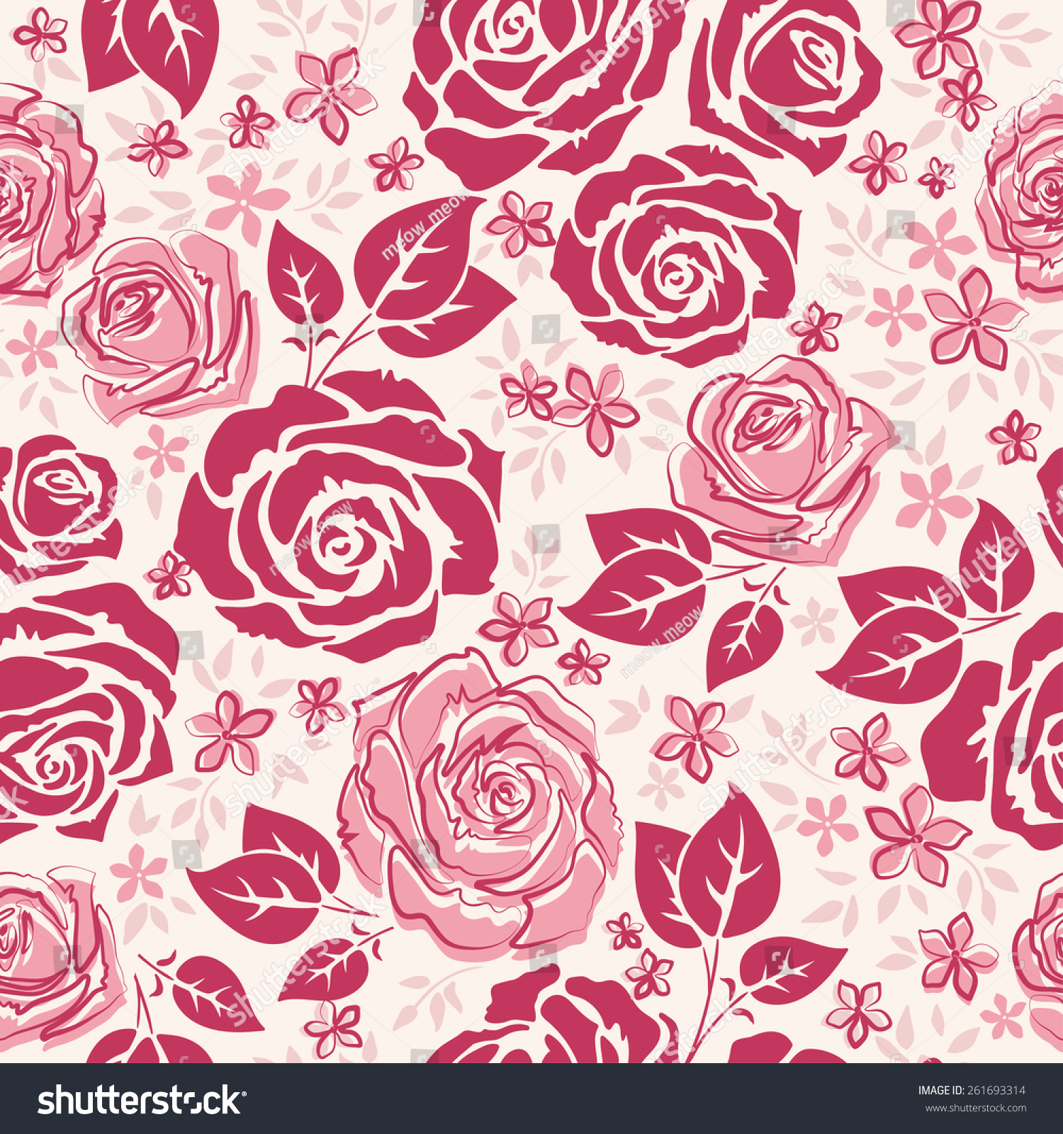 Seamless Vintage Inspired Pink Rose Pattern Stock Vector (royalty Free 