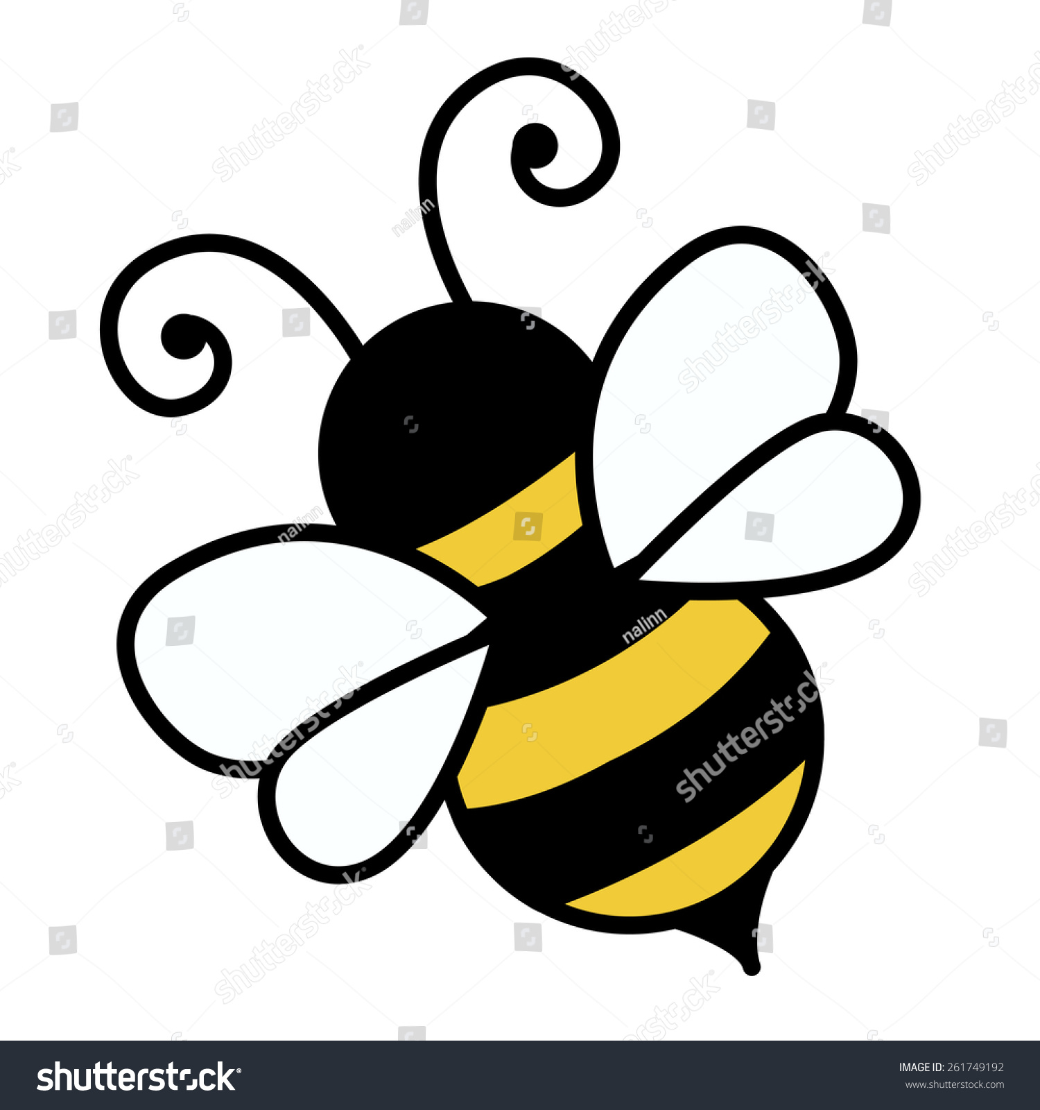 Cute Little Bee Isolated On White Stock Vector (Royalty Free) 261749192 ...