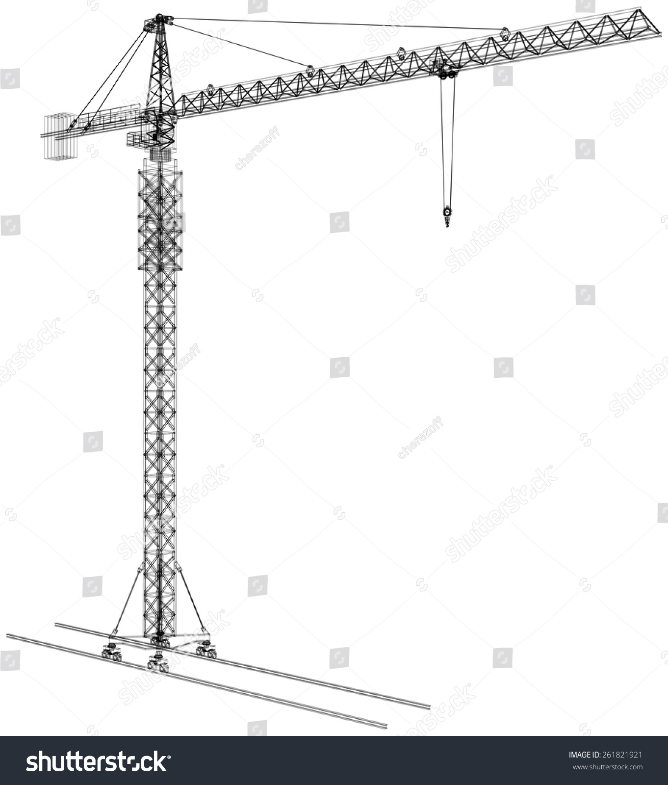 Tower Construction Crane Detailed Vector Illustration Stock Vector ...