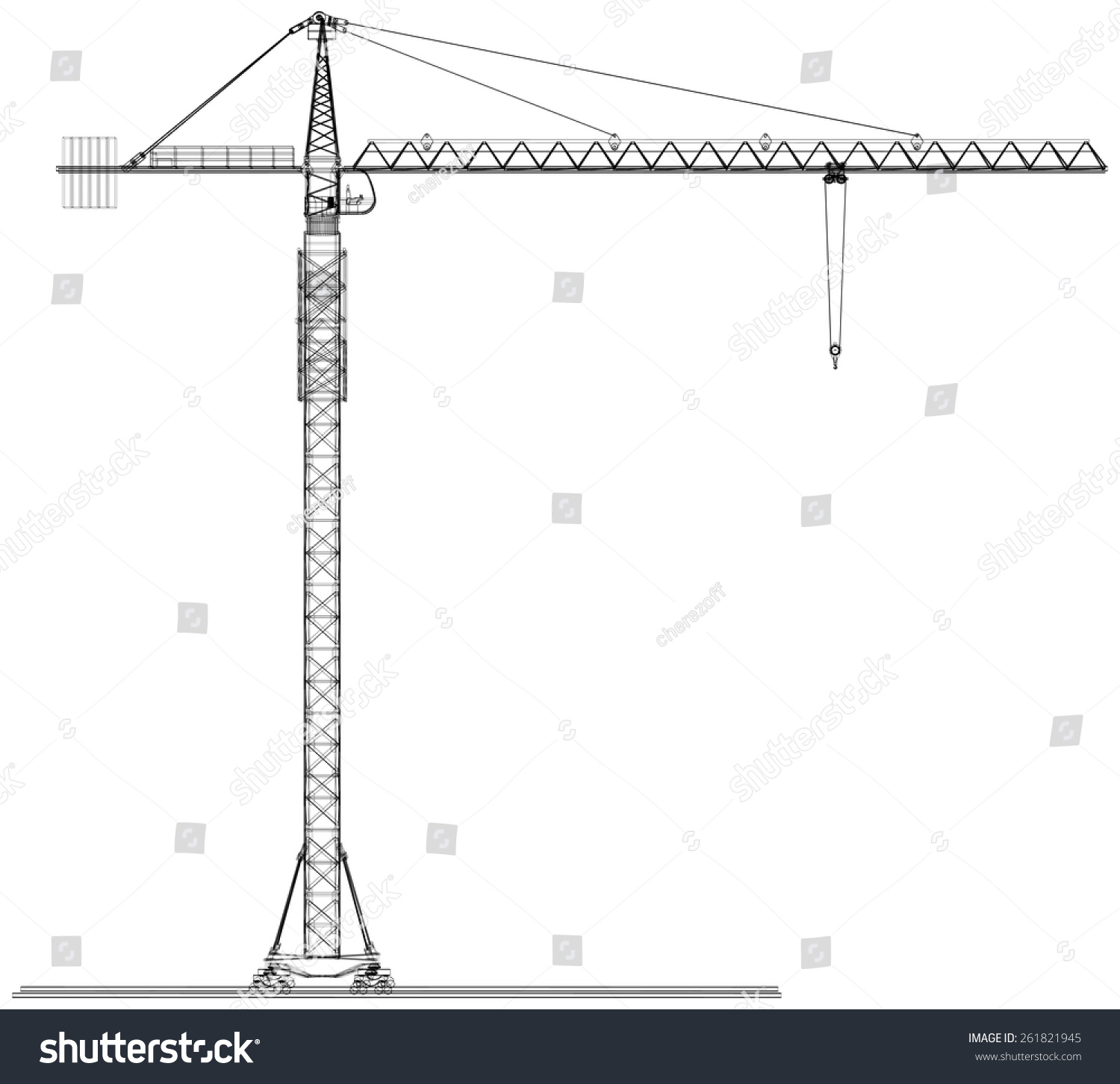 Tower Construction Crane Detailed Vector Illustration Stock Vector ...