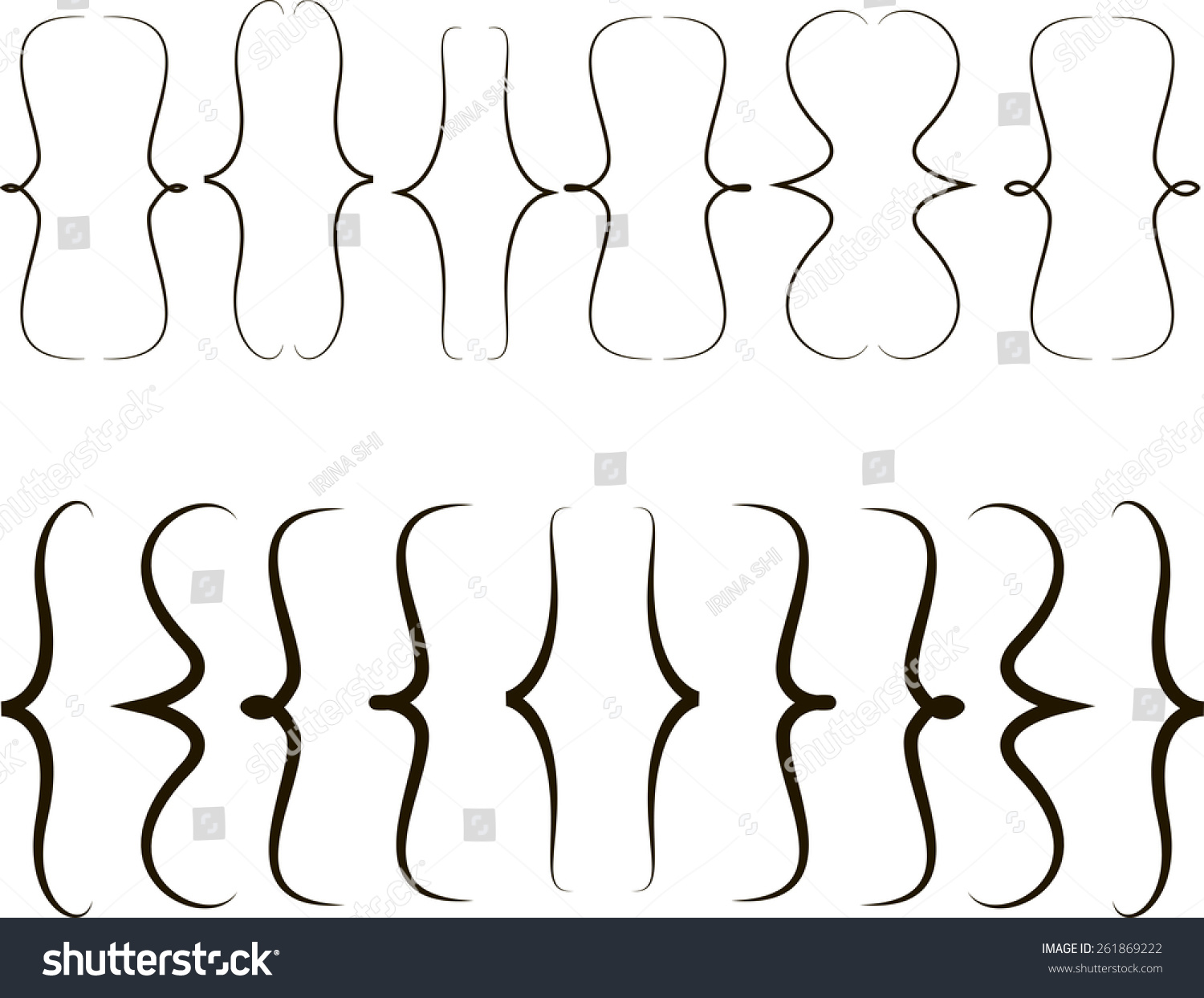 Curly Bracket Icon Set Colorful Vector Stock Vector Royalty Free Shutterstock