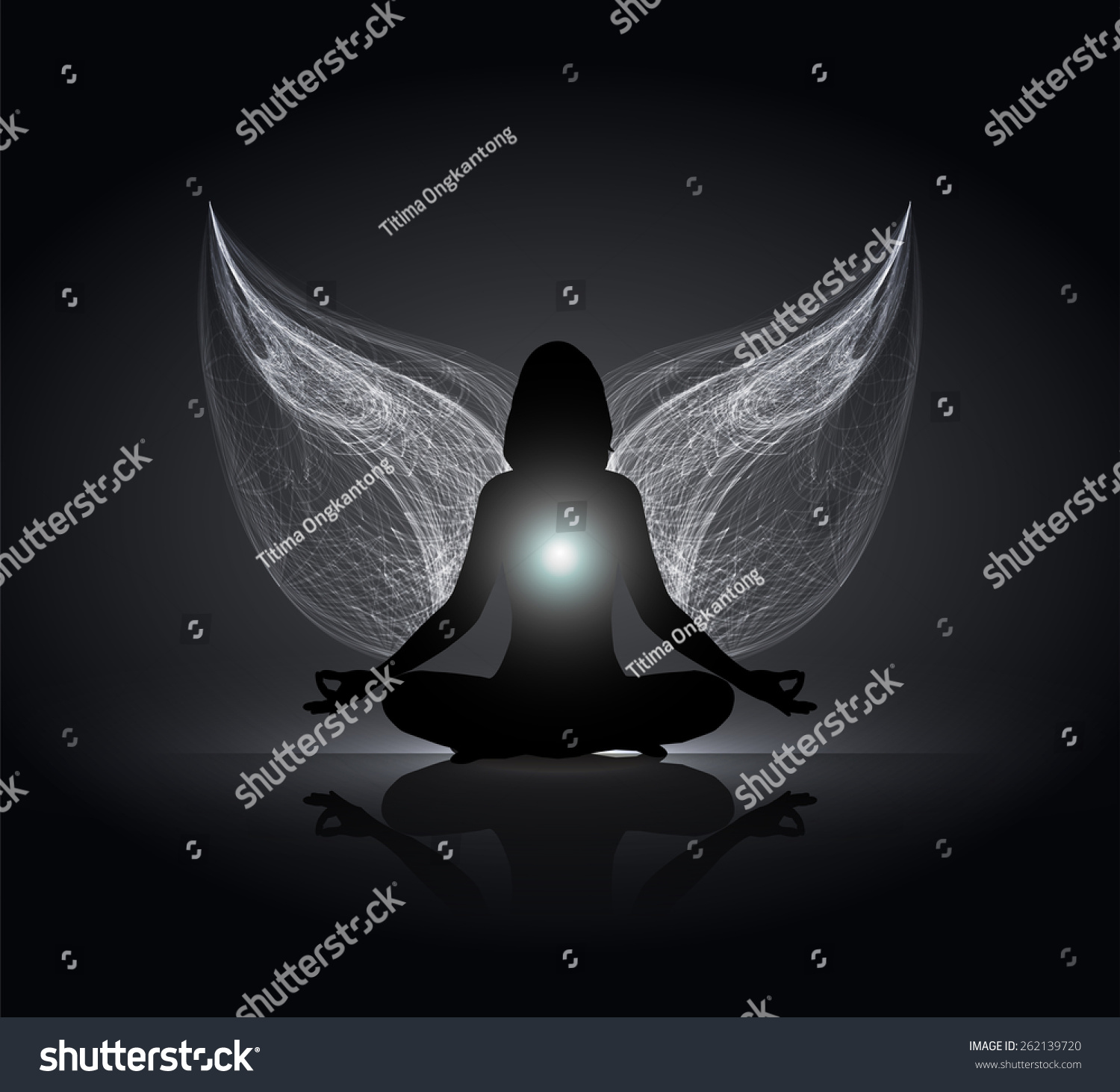 Woman Meditate Yoga Angel Wings Black Stock Vector Royalty Free 262139720 Shutterstock 8204