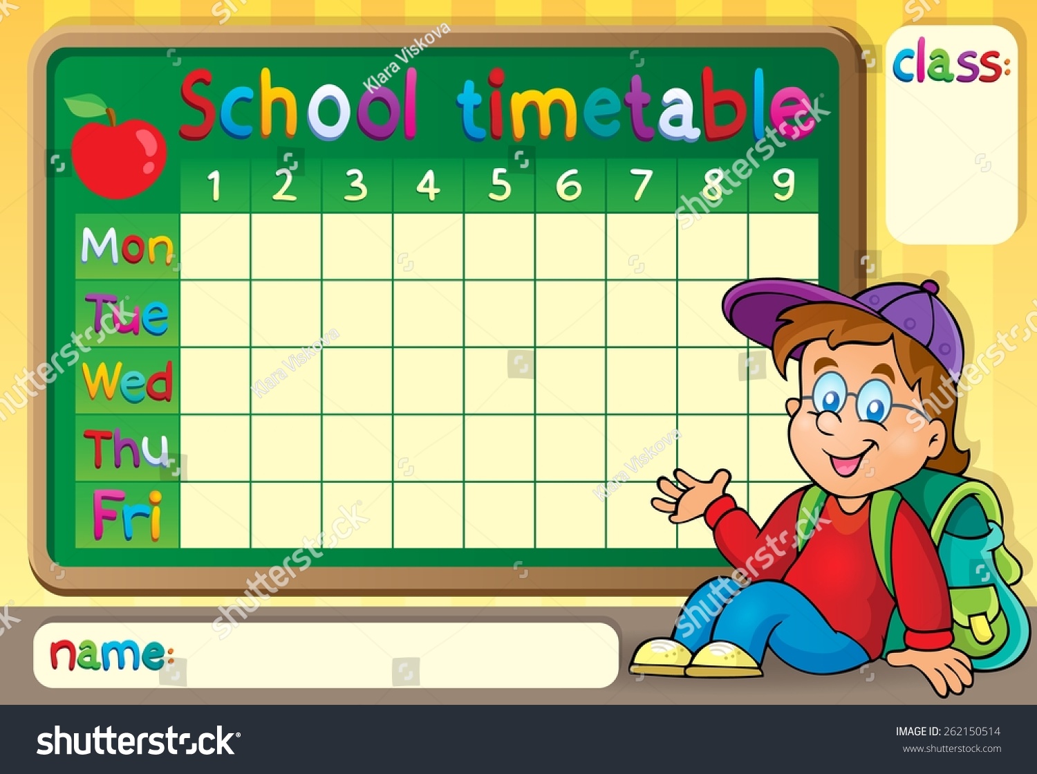 School Timetable Happy Boy Eps10 Vector Stock Vector (Royalty Free ...