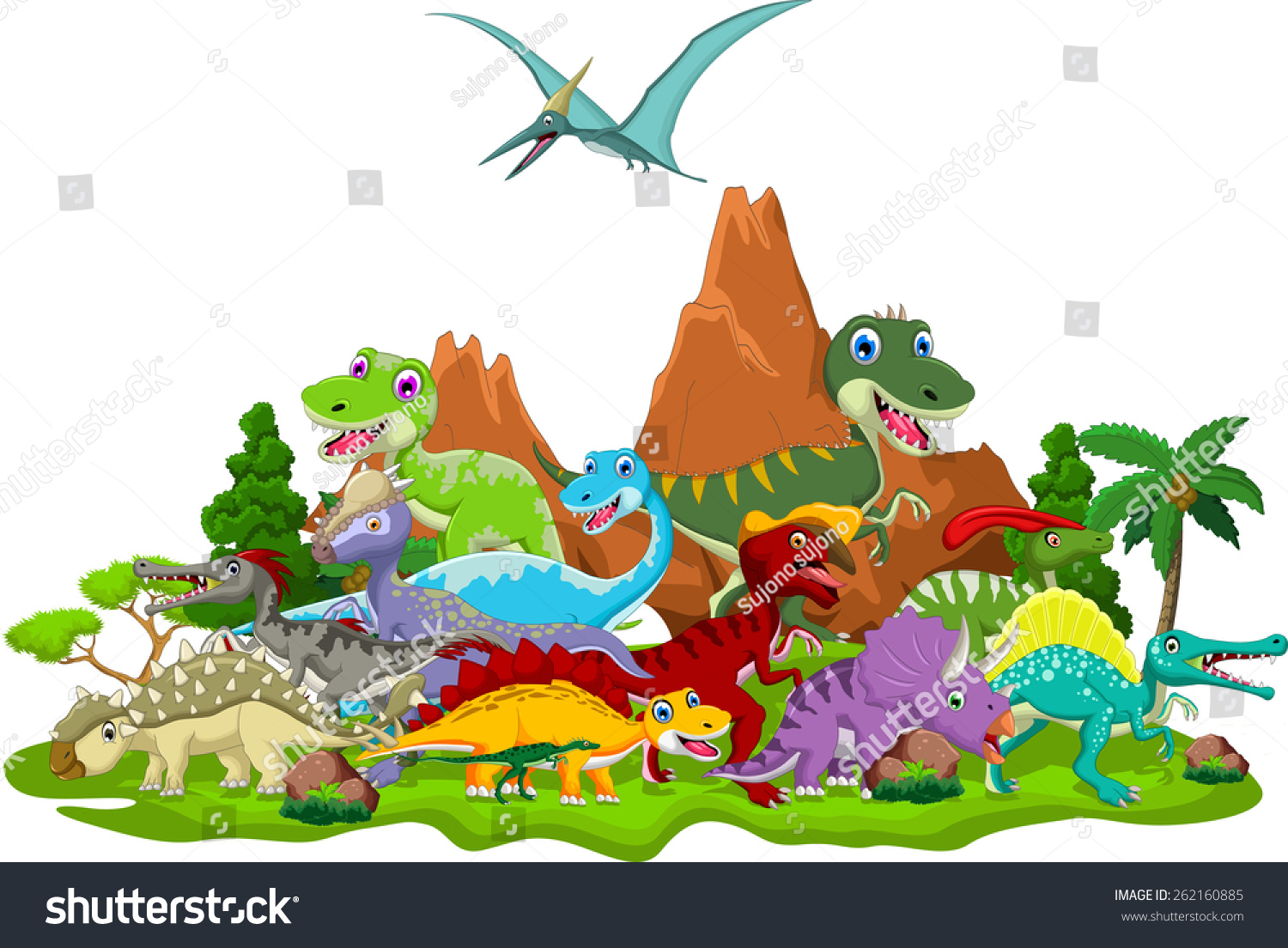 Мир динозавров на прозрачном фоне