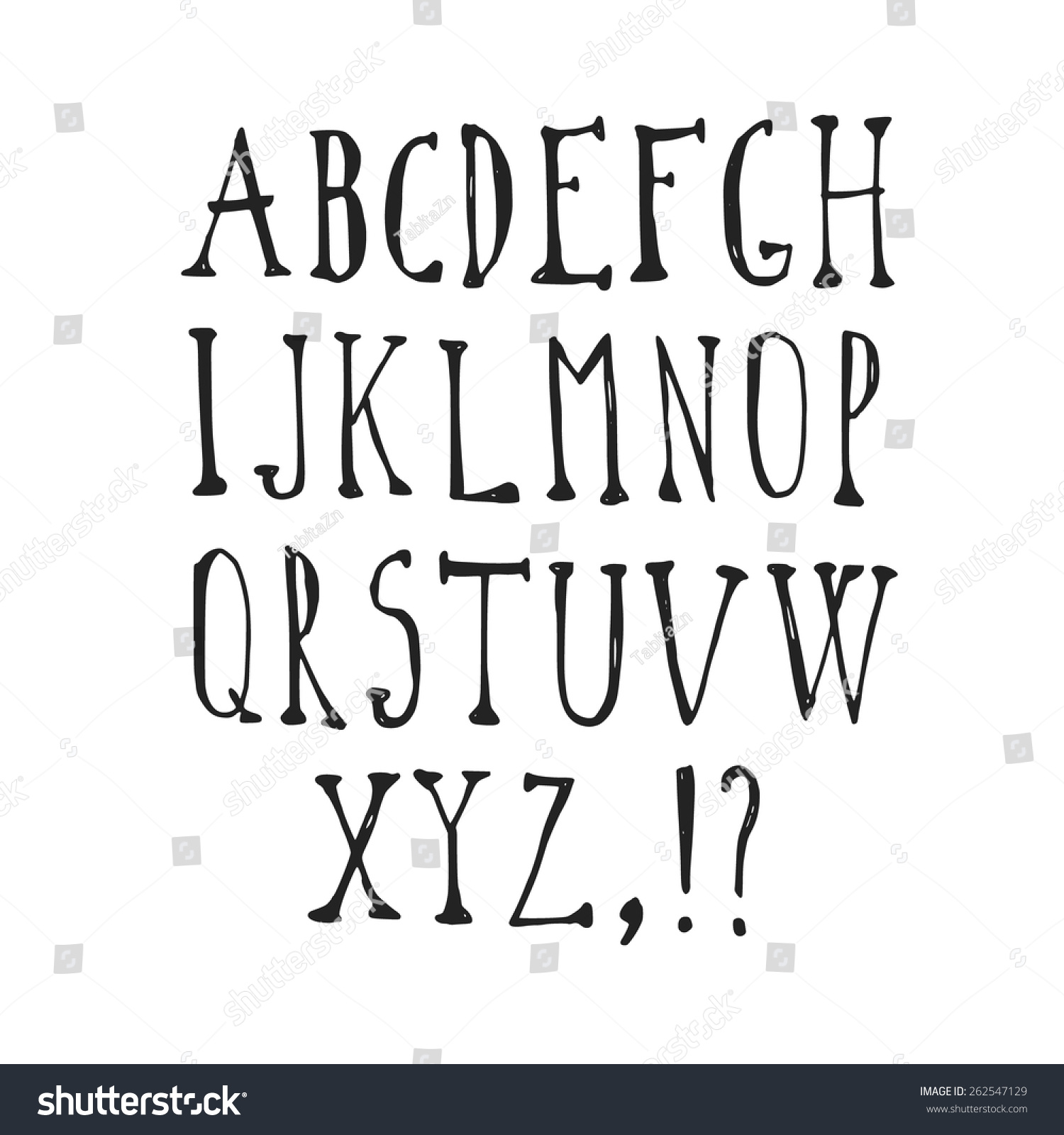 Hand Drawn Vector Alphabet Font Isolated Stock Vector (Royalty Free ...