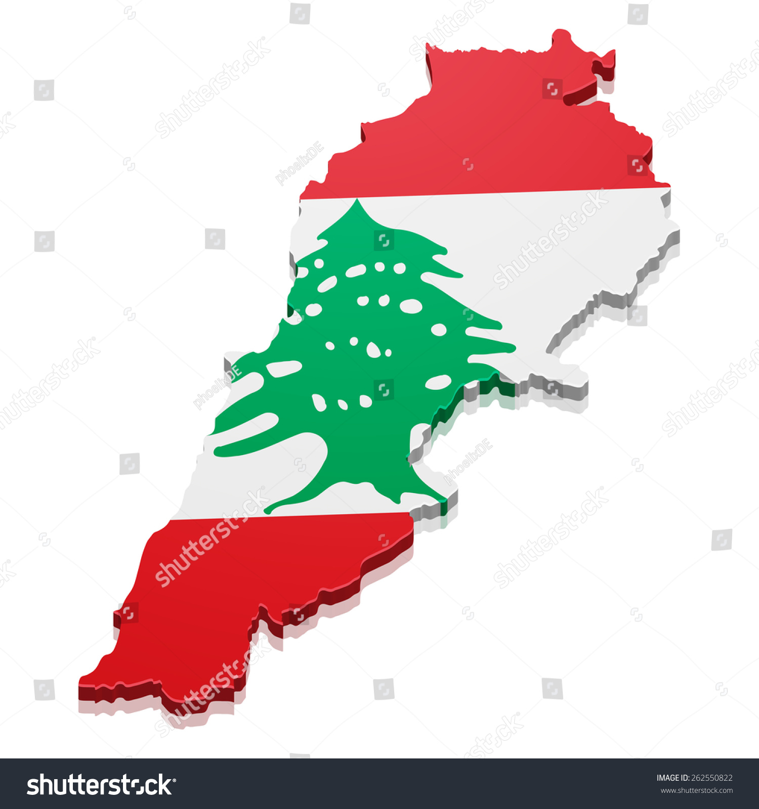 Detailed Illustration Map Lebanon Flag Eps10 Stock Vector (Royalty Free ...