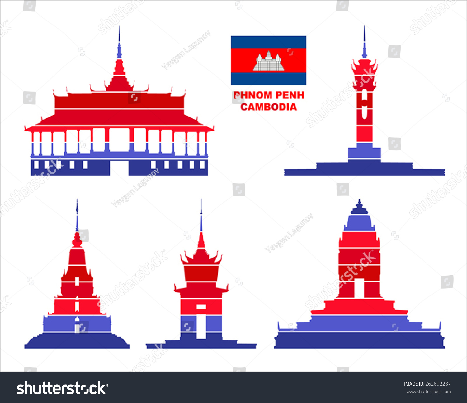 Vector Graphic Symbols Phnom Penh Cambodia Stock Vector (Royalty Free ...