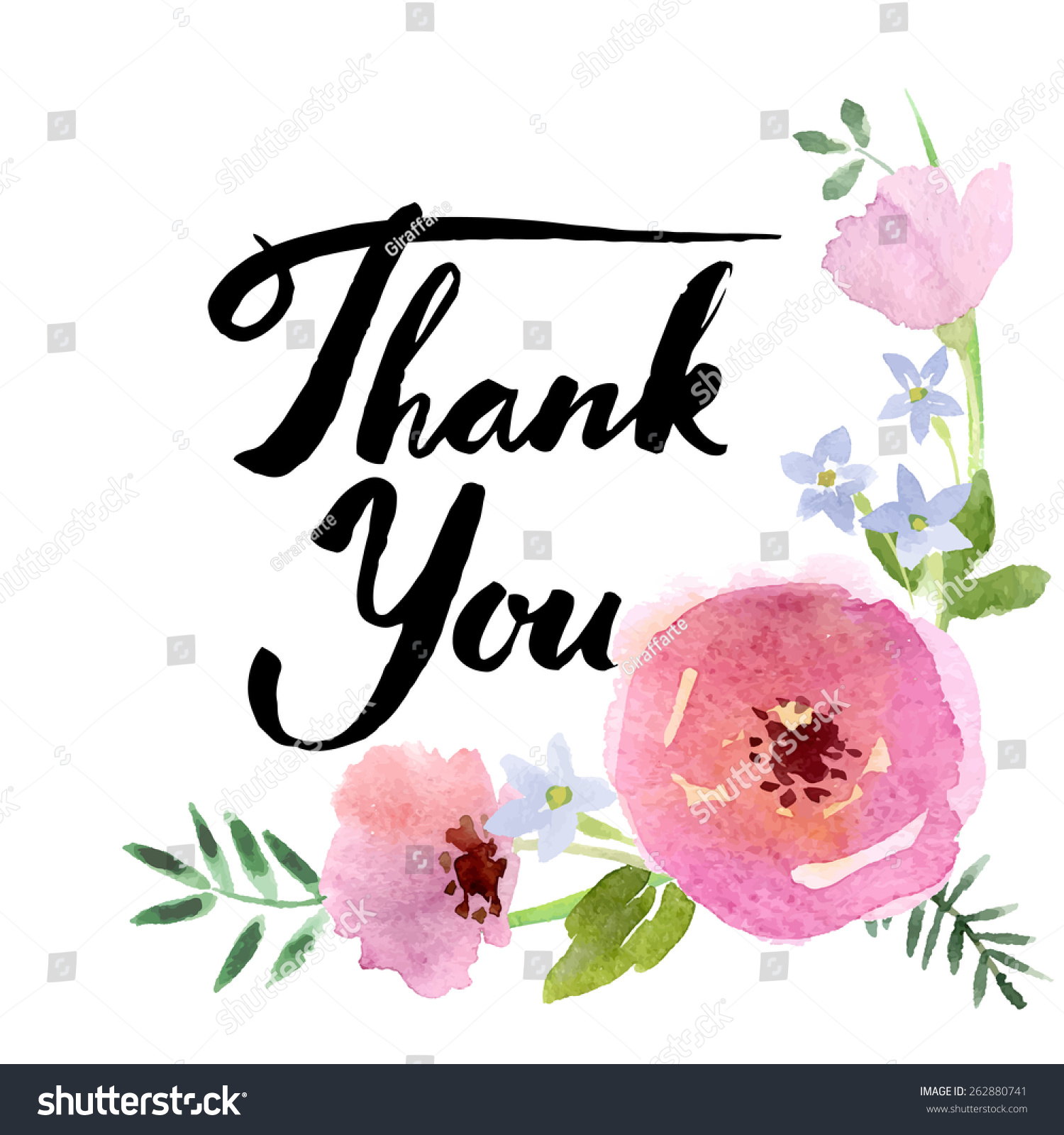 Thank You Lettering Hand Written Text Stock Vector (Royalty Free ...