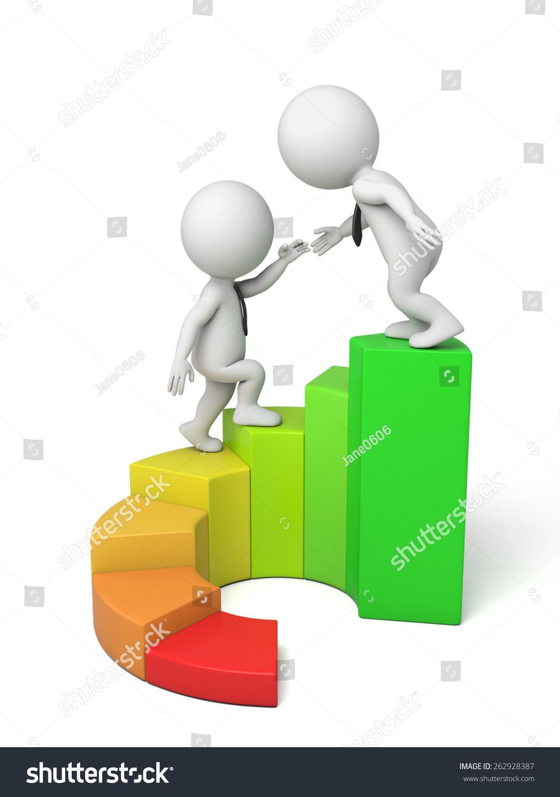 3d Small Person On Colorful Chart Stock Illustration 262928387 ...