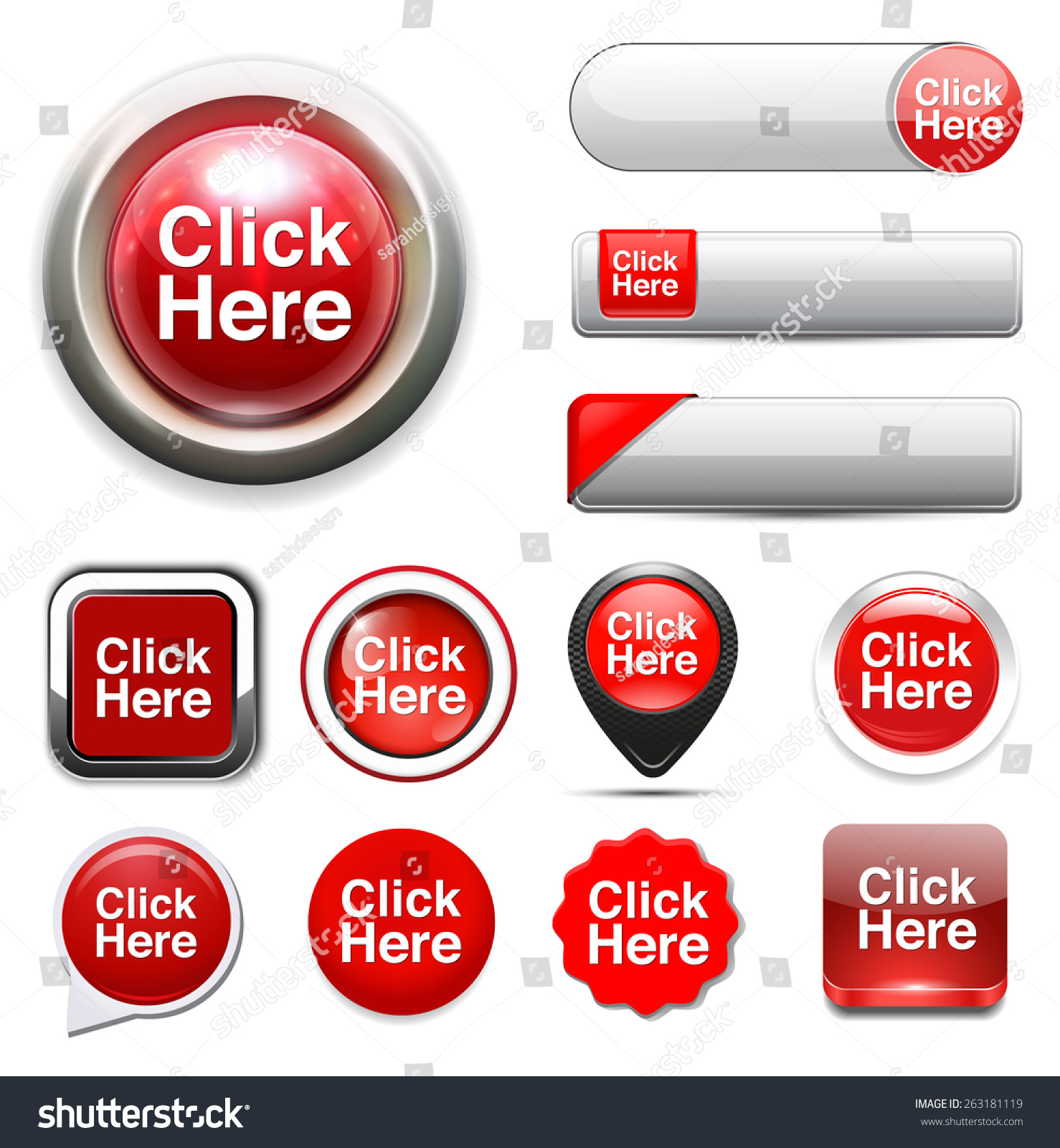 Click Here Button Stock Vector (Royalty Free) 263181119 | Shutterstock