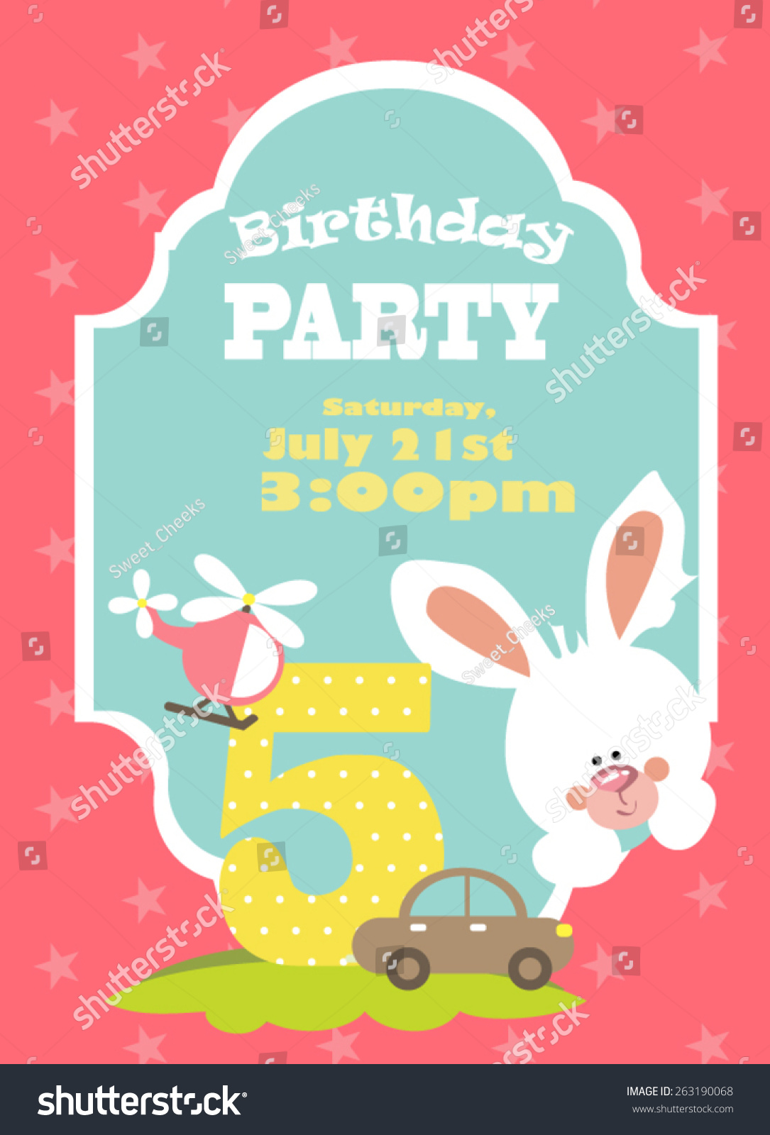 Birthday Invitation Card Stock Vector (Royalty Free) 263190068 ...