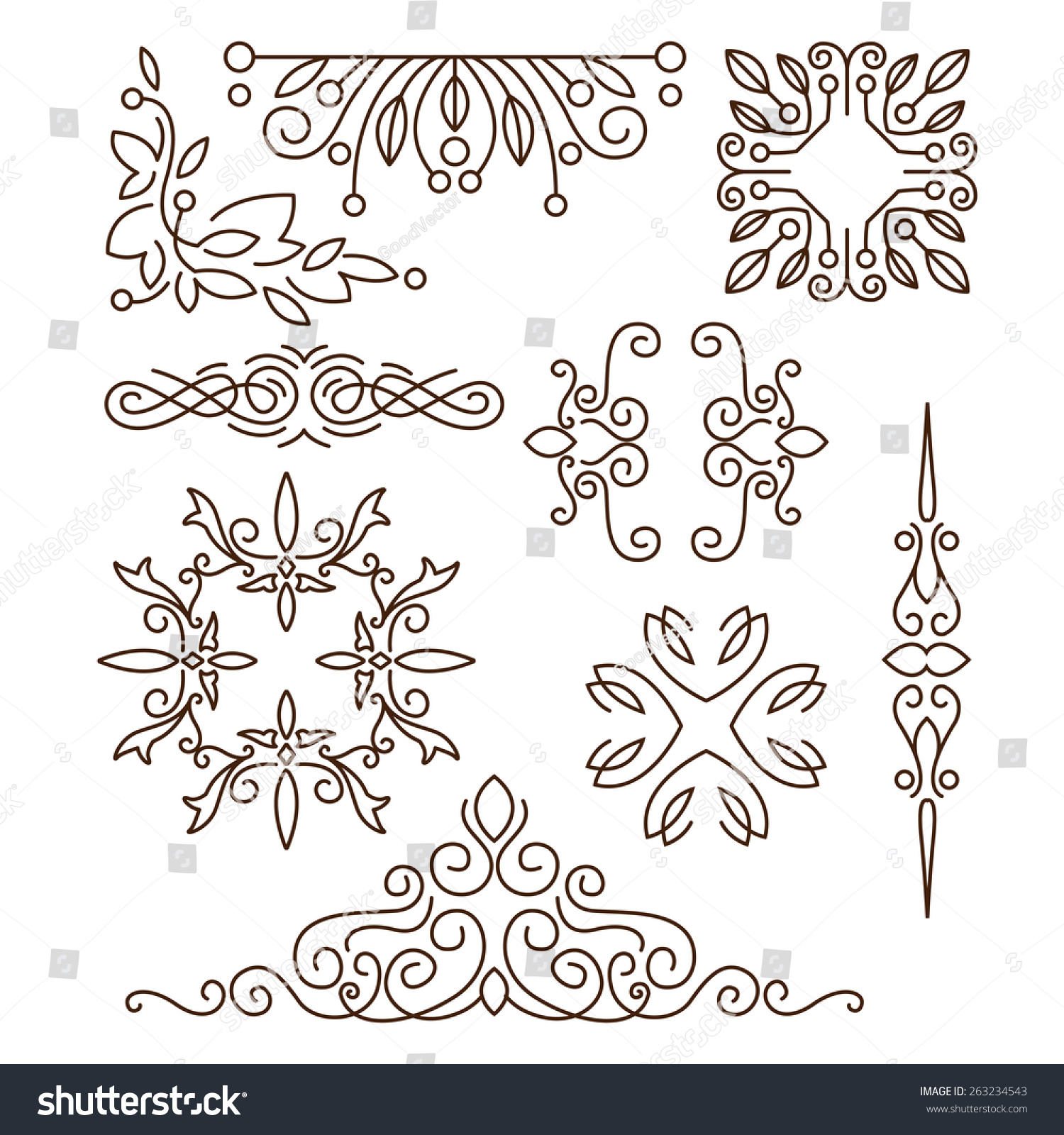 Monogramsline Design Elements Logos Frames Borders Stock Vector ...