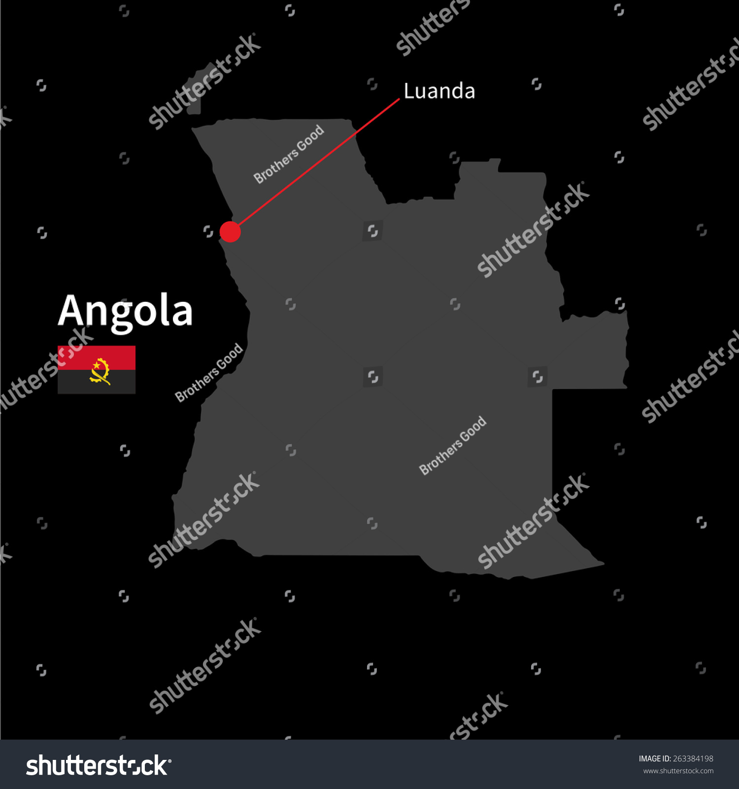 Detailed Map Angola Capital City Luanda 库存矢量图（免版税）263384198 Shutterstock 4337