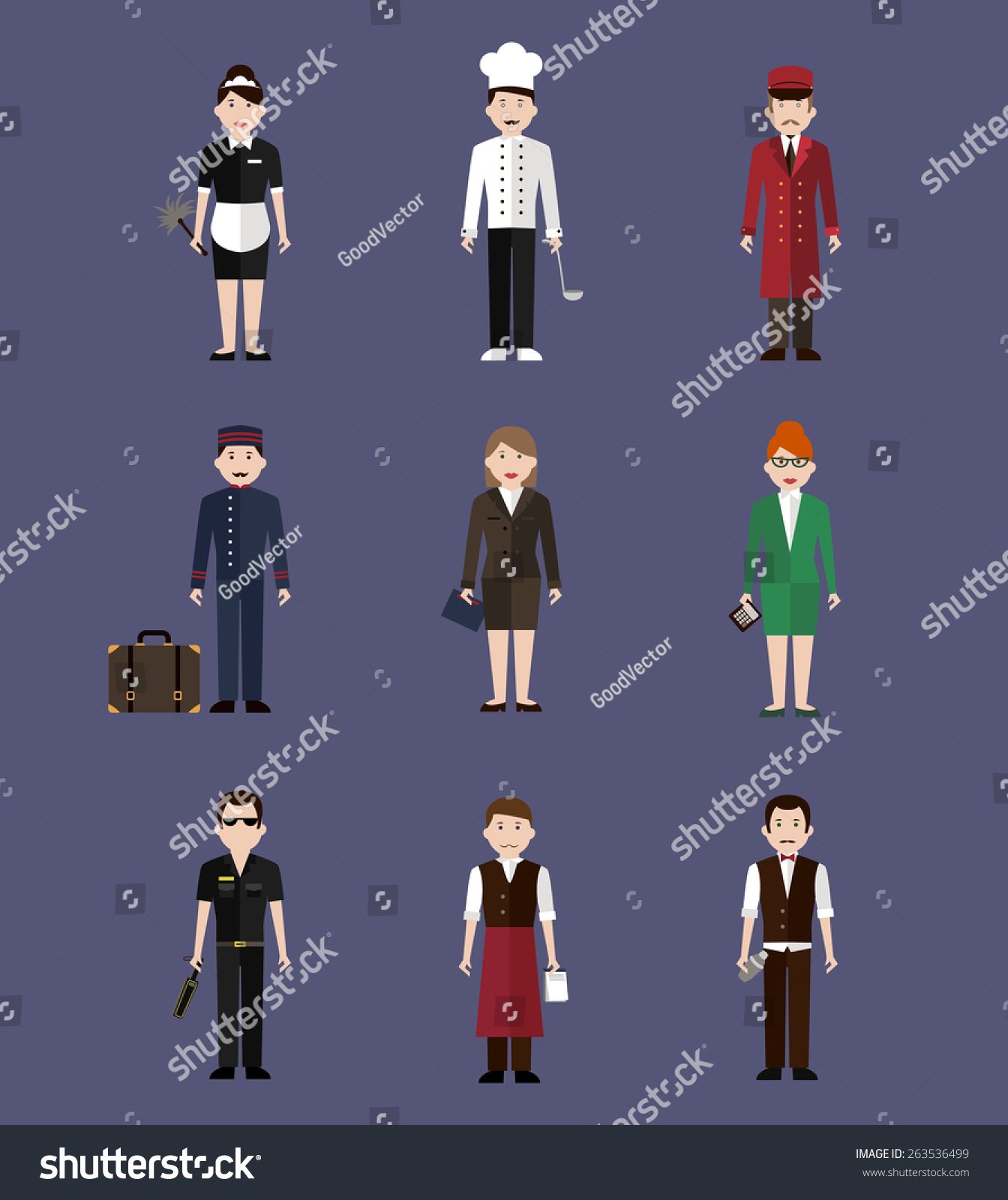 Vector Hotel Staff Flay People Maid Stock Vector (Royalty Free ...