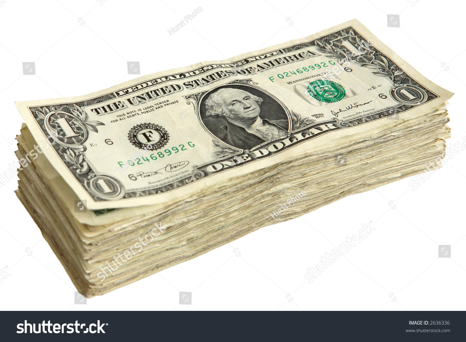 Stack One Dollar Bills Stock Photo 2636336 Shutterstock