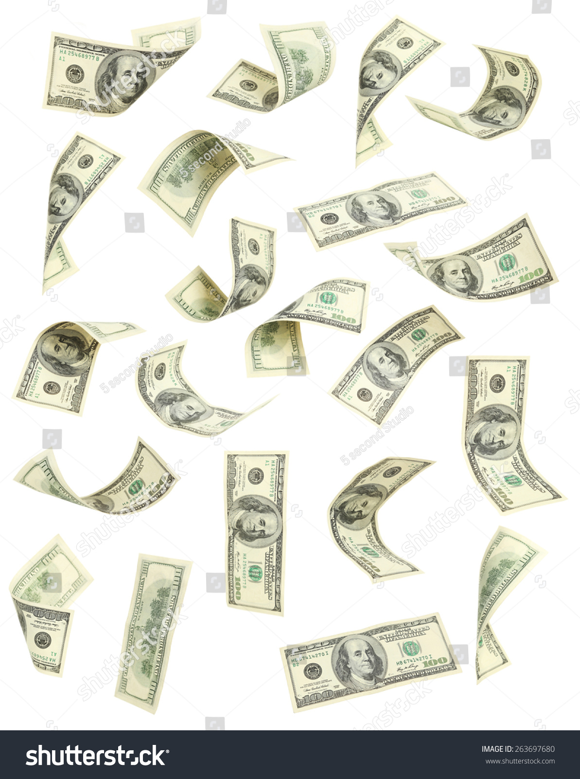 Hundred Dollar Bill Falling On White Stock Photo 263697680 | Shutterstock