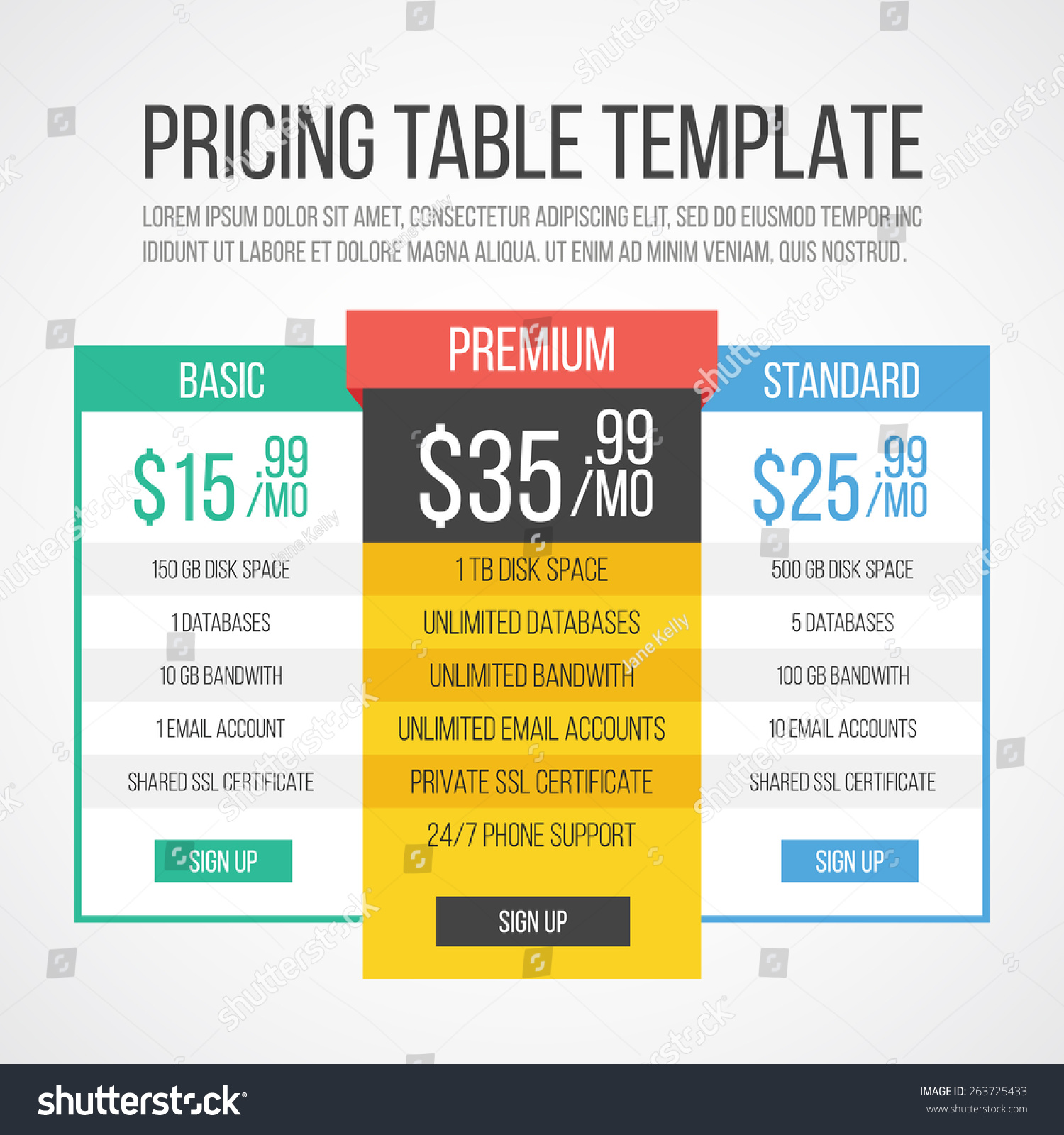 pricing-table-template-creative-graphic-design-stock-vector-royalty