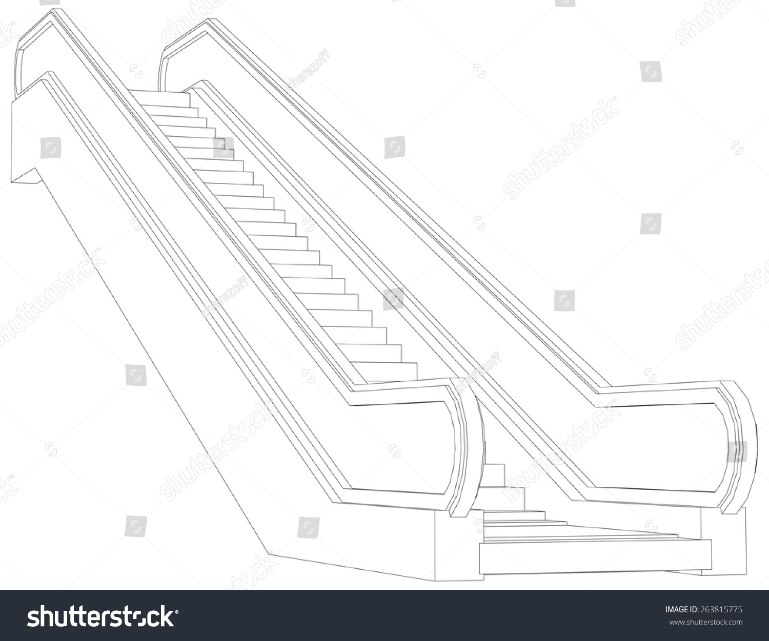 Sketch Escalator Vector Illustration Rendering 3d Stock Vector (Royalty ...