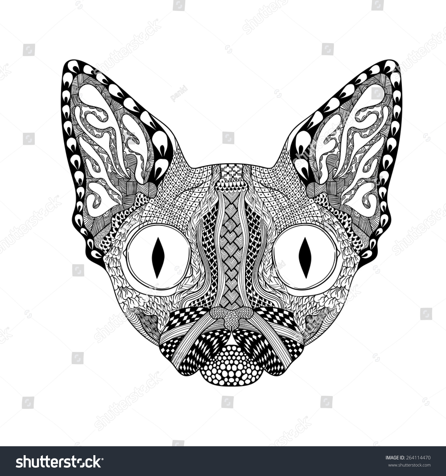 Zentangle Stylized Cat Face Tribal Animal Stock Vector (Royalty Free ...