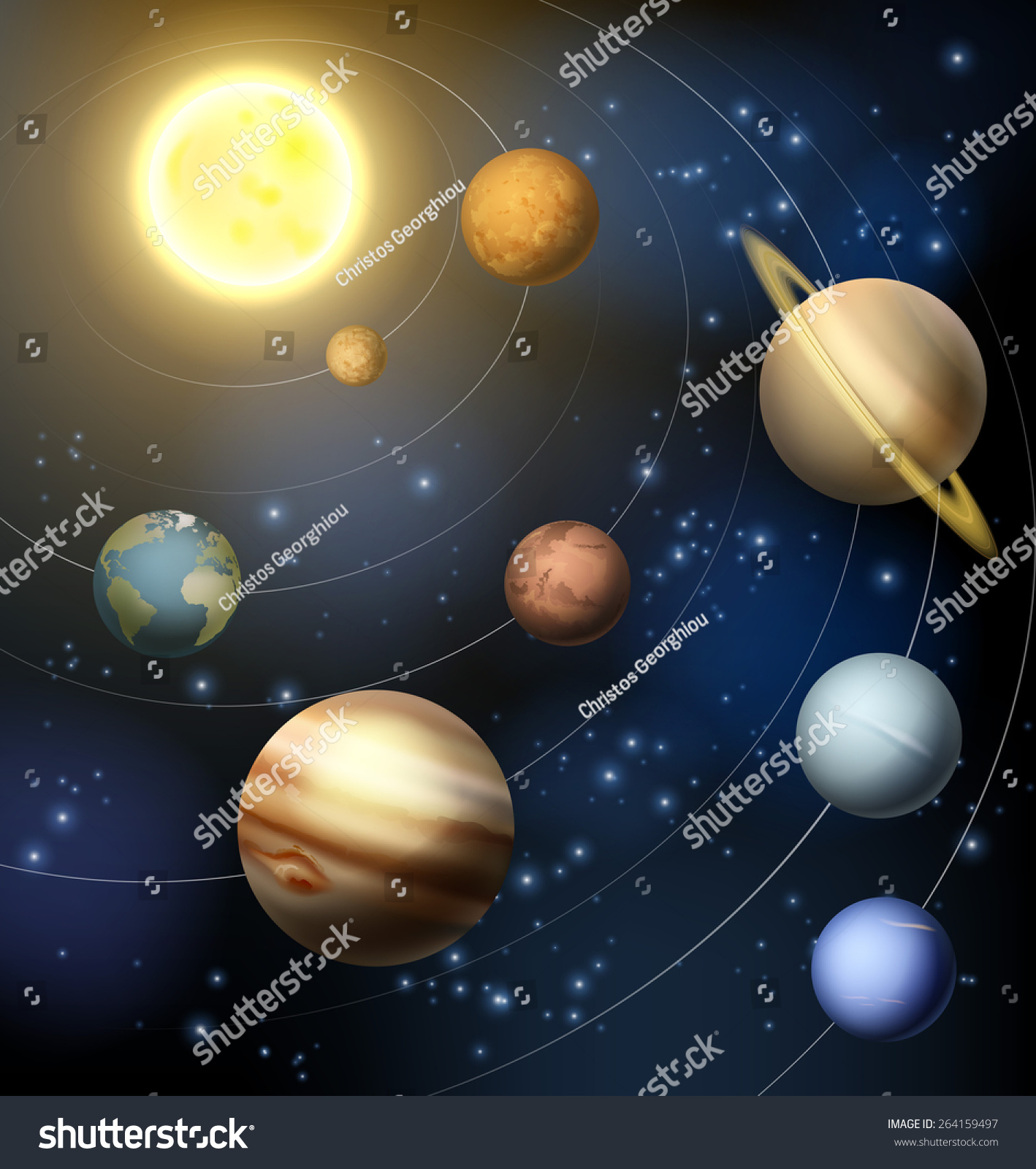 Planets Solar System Around Sun Illustration Stock Vector (Royalty Free ...