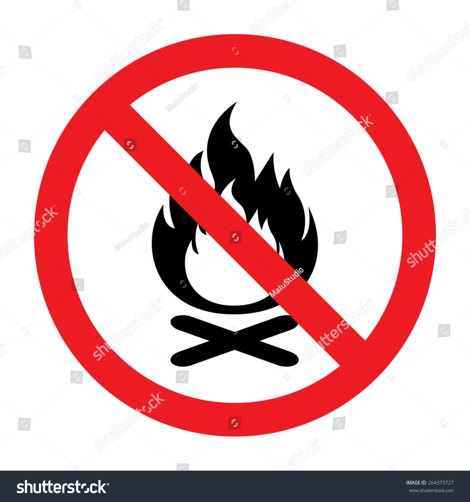 Red Black Round Fire Ban Sign Stock Vector (Royalty Free) 264373727 ...