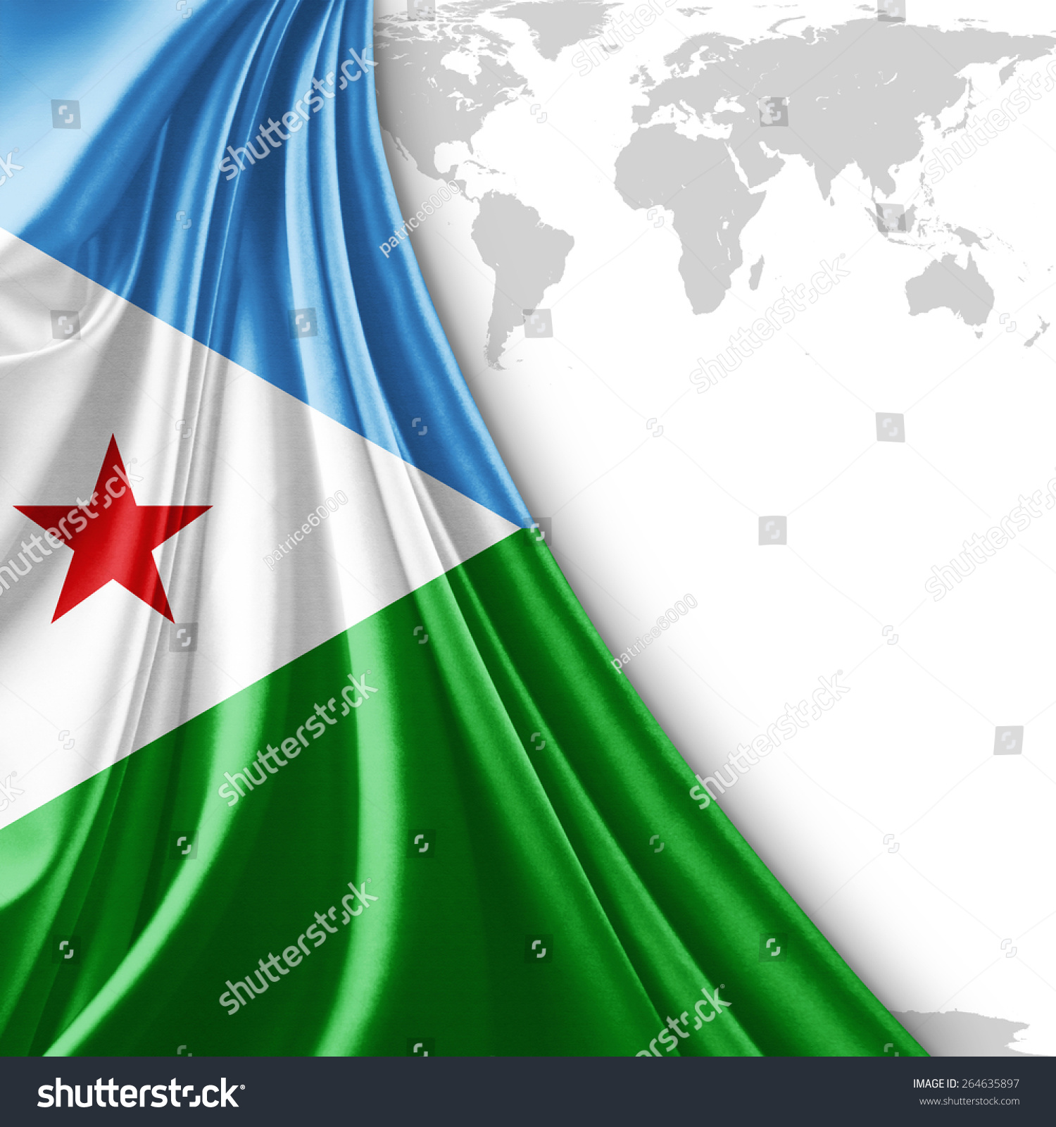 Djibouti Flag World Map Background Stock Illustration 264635897   Stock Photo Djibouti Flag And World Map Background 264635897 