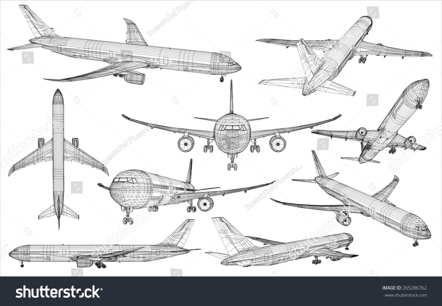 Collection Airplane Vector Stock Vector (Royalty Free) 265286762 ...