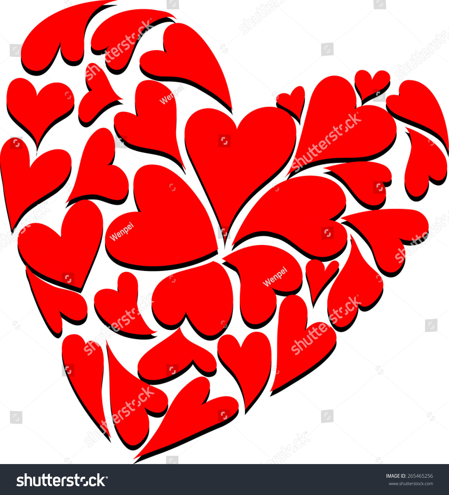 Red Heart Shapes Shadow Stock Vector (Royalty Free) 265465256 ...