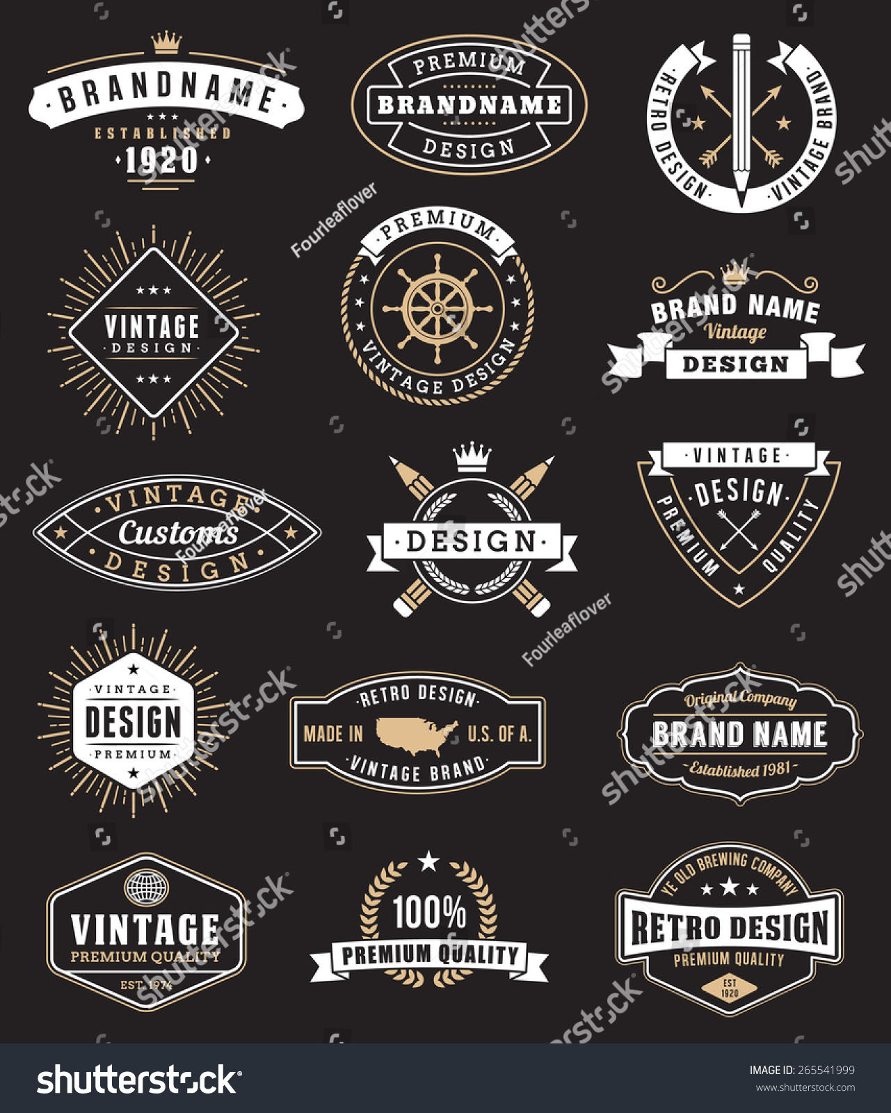Collection Fifteen Vintage Logos Insignias Stock Vector (Royalty Free ...