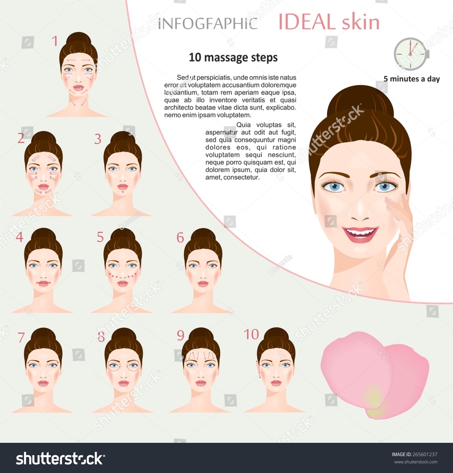 Ten Steps Face Massage Massage Arrows Stock Vector (Royalty Free ...