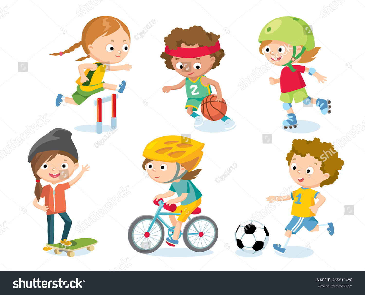 Sport Kids Including Football Basketball Athletic Stock Vector (Royalty ...