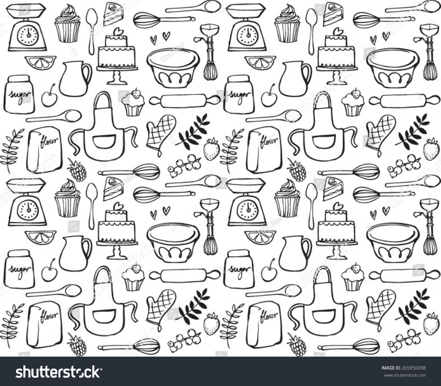 Baking Kitchen Icons Seamless Background Stock Vector (royalty Free 