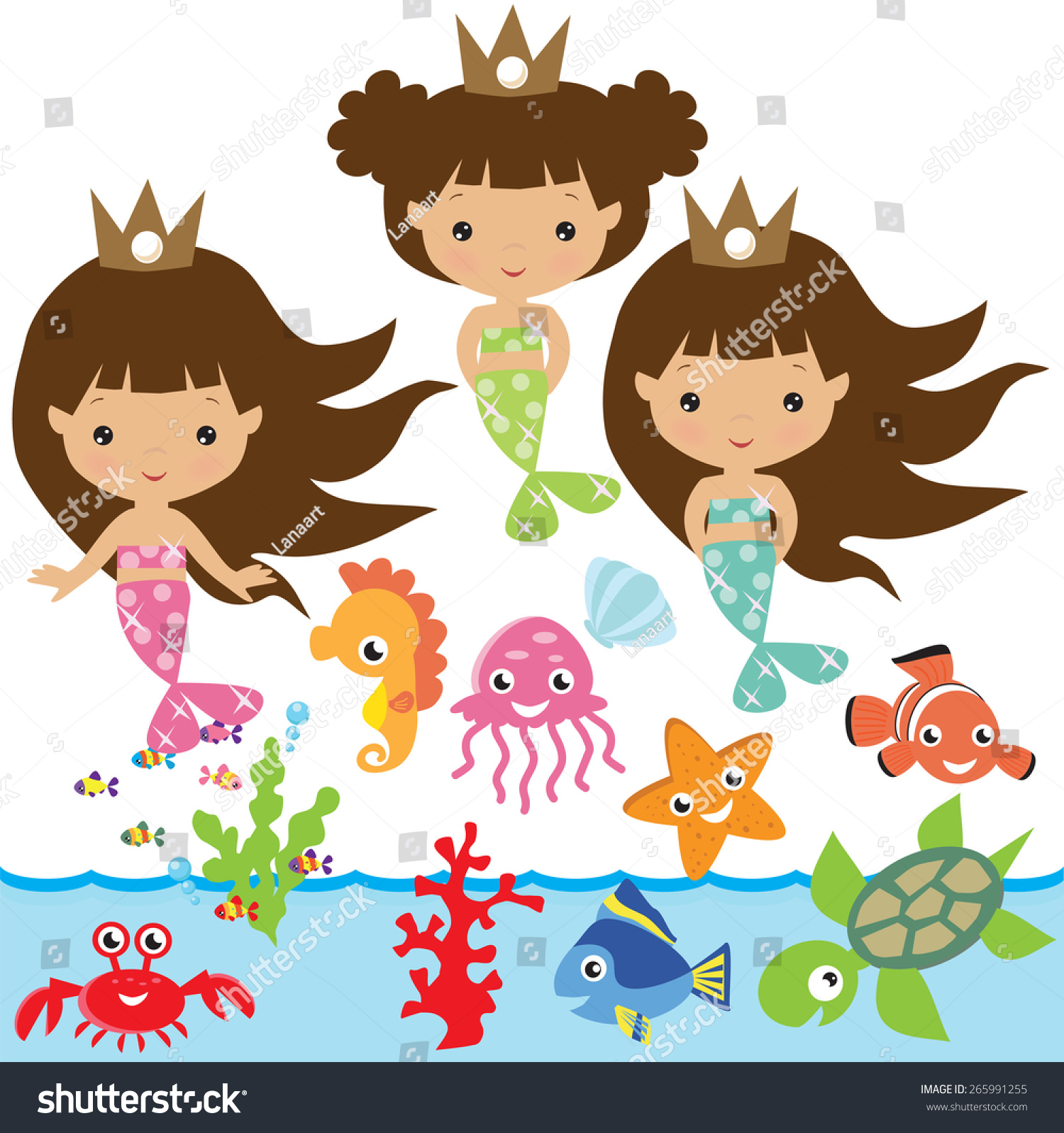 Mermaid Vector Illustration Stock Vector (Royalty Free) 265991255 ...