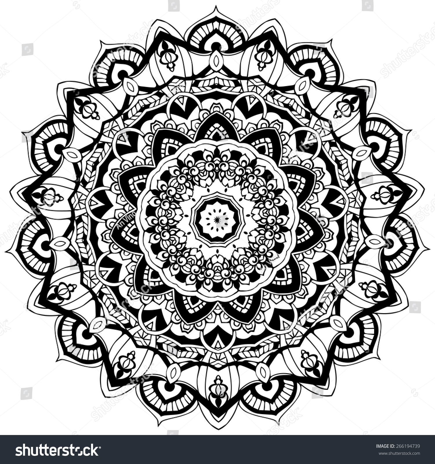 Ornament Black White Card Mandala Geometric Stock Vector (Royalty Free ...