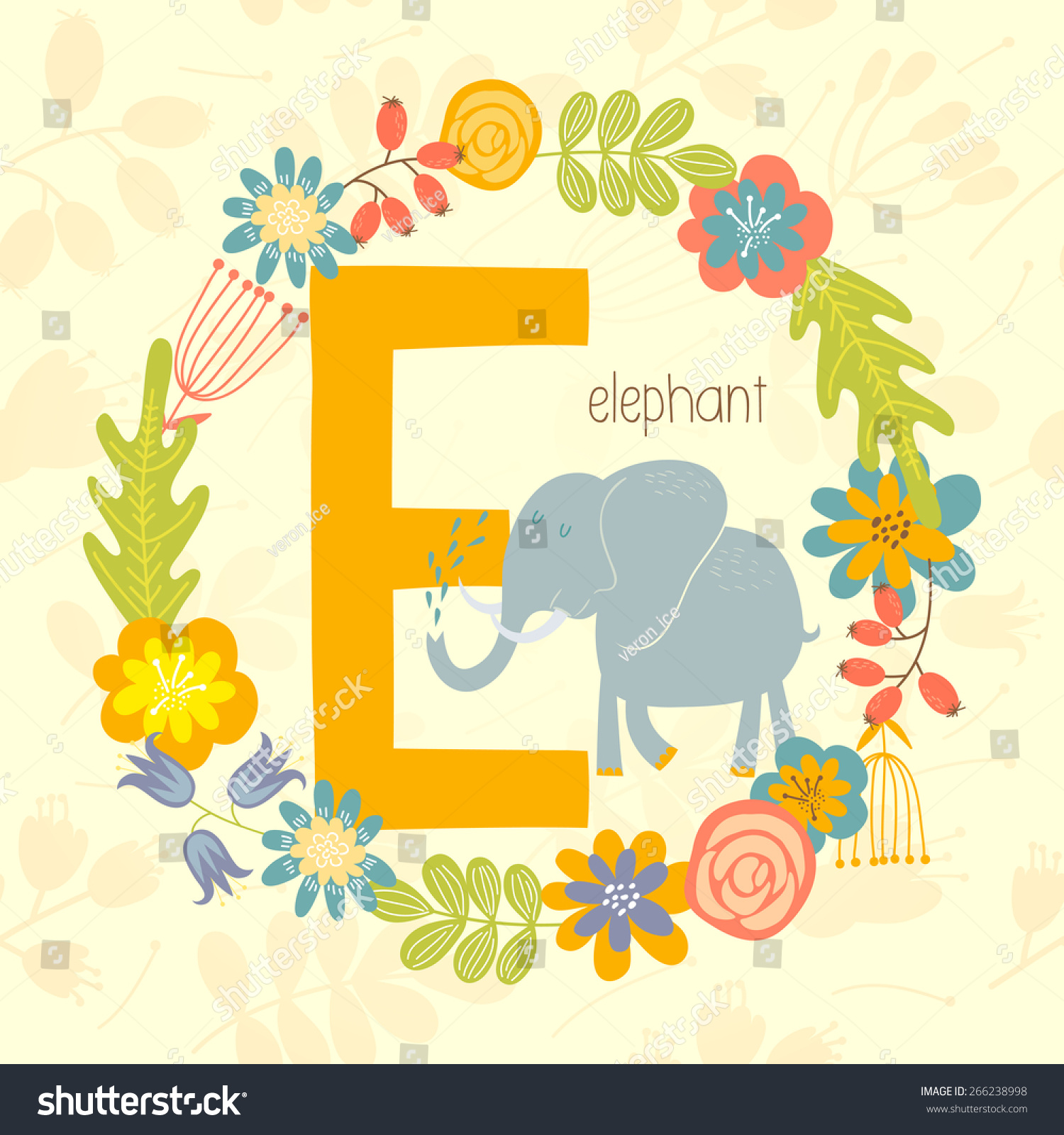 Cute Zoo Alphabet Elephant Letter E Stock Vector (Royalty Free ...