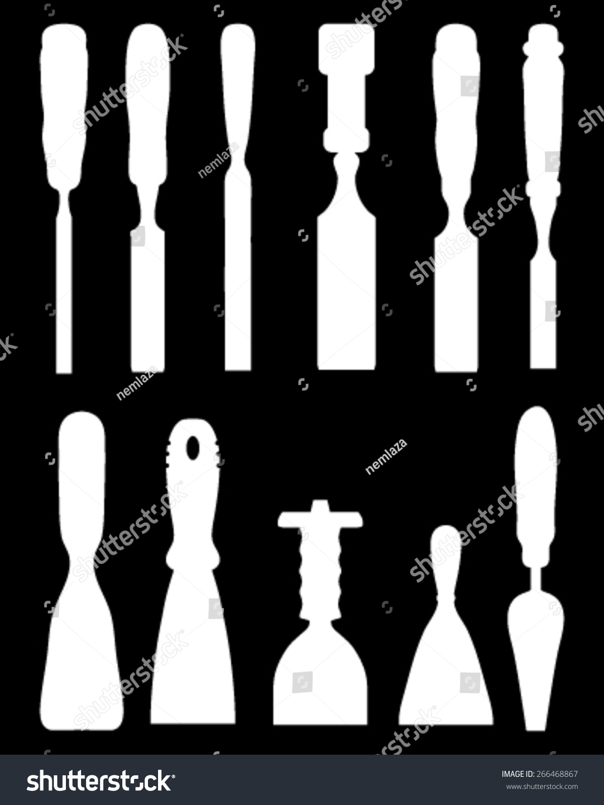 White Silhouettes Chisels Vector Stock Vector (Royalty Free) 266468867 ...